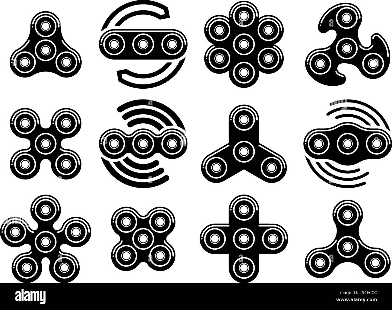 Fidget spinner stress relief toys vector icons. Hand spinners for ...