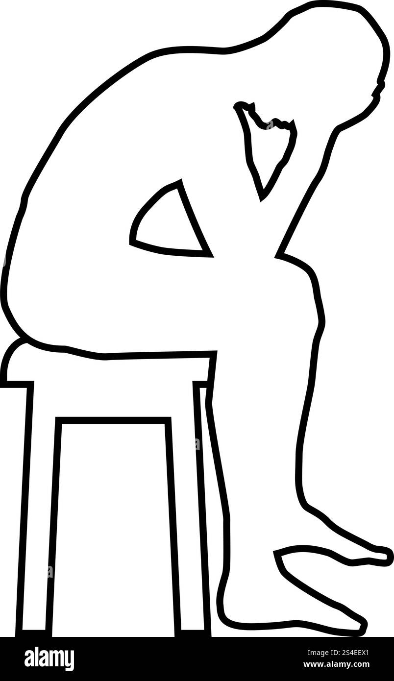 Man holding his head concept problem silhouette Sitting no seat icon ...
