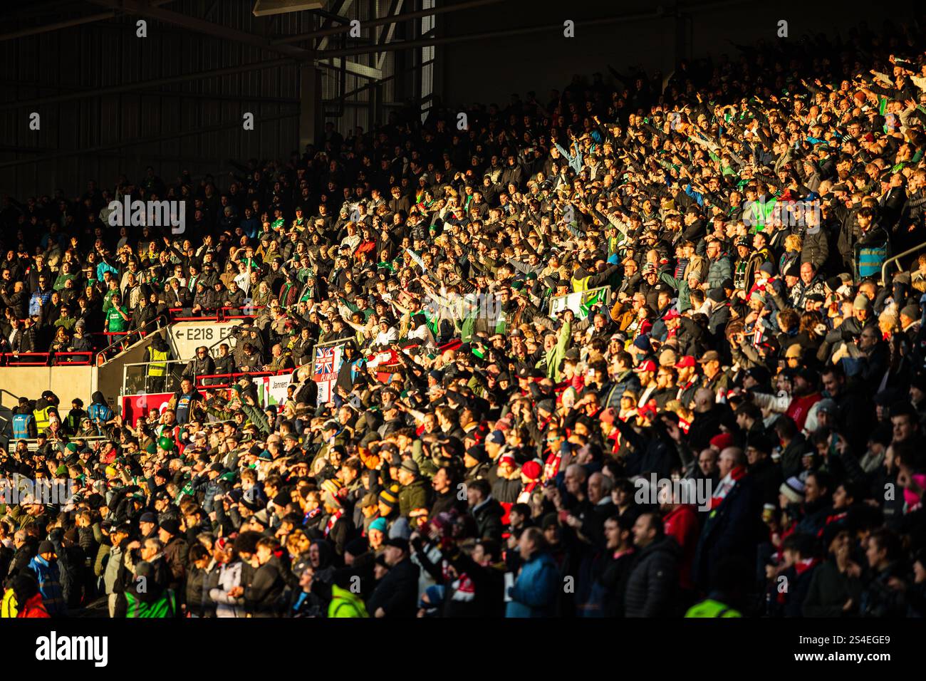 The Plymouth Argyle fand in the FA Cup, Brentford FC VS Plymouth Argyle 11/01/25 Stock Photo