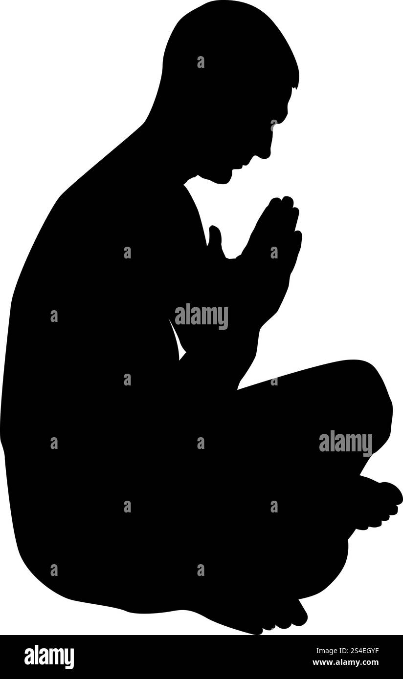 Man praying silhouette icon black color vector illustration flat style ...