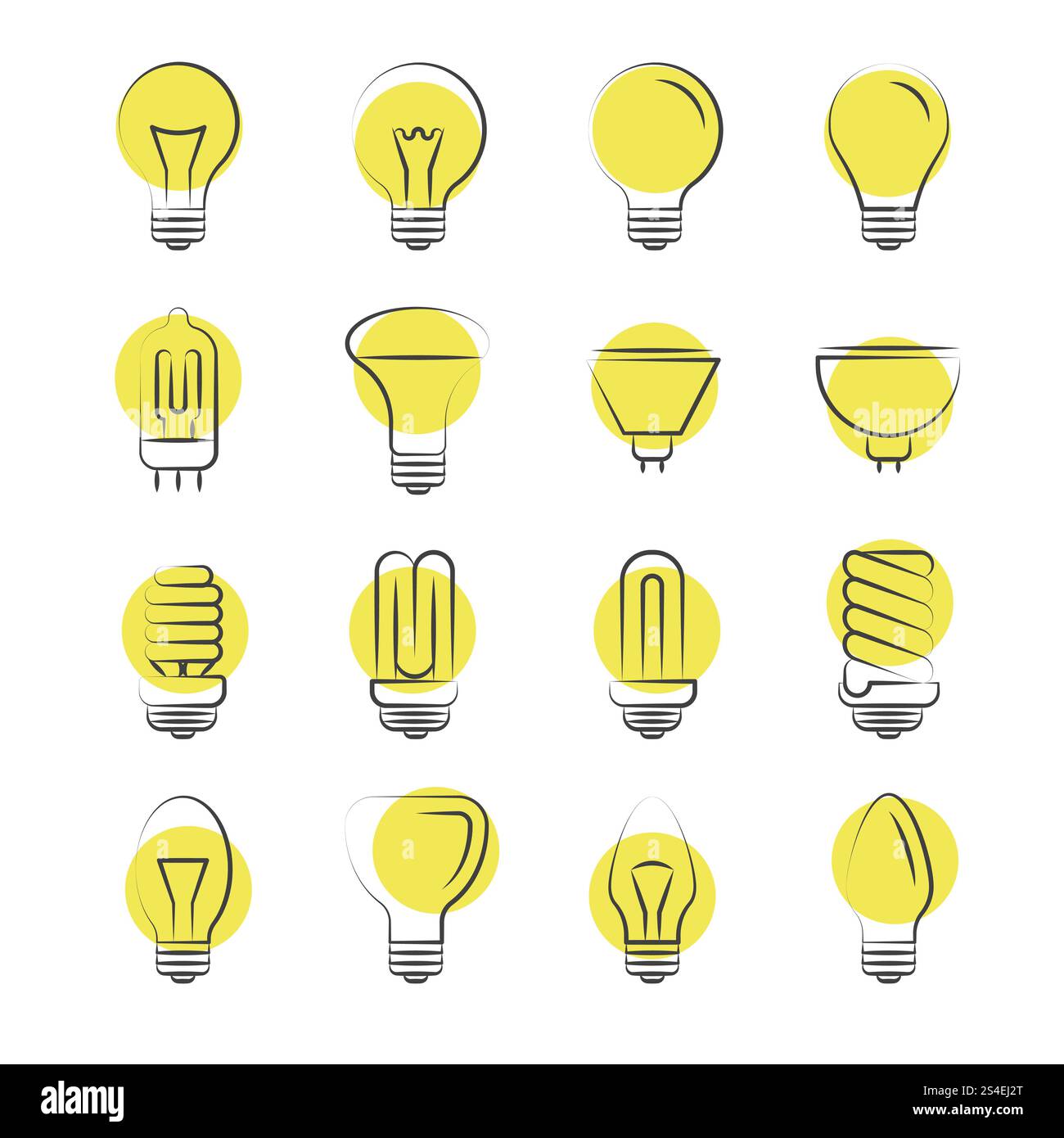 Line light bulbs icons on white background. Icon idea lightbulb, vector ...