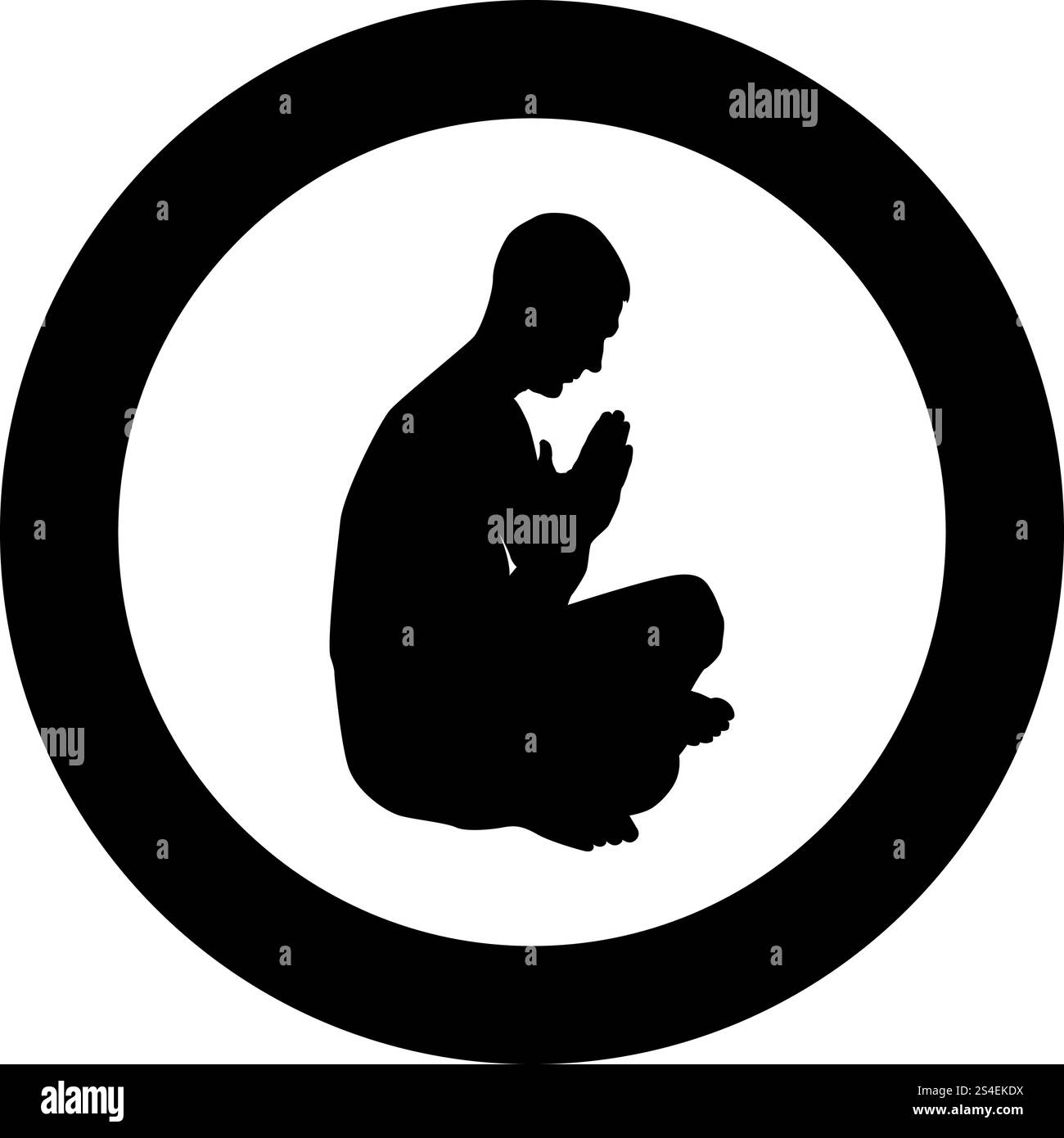 Man praying silhouette icon black color vector illustration flat style ...