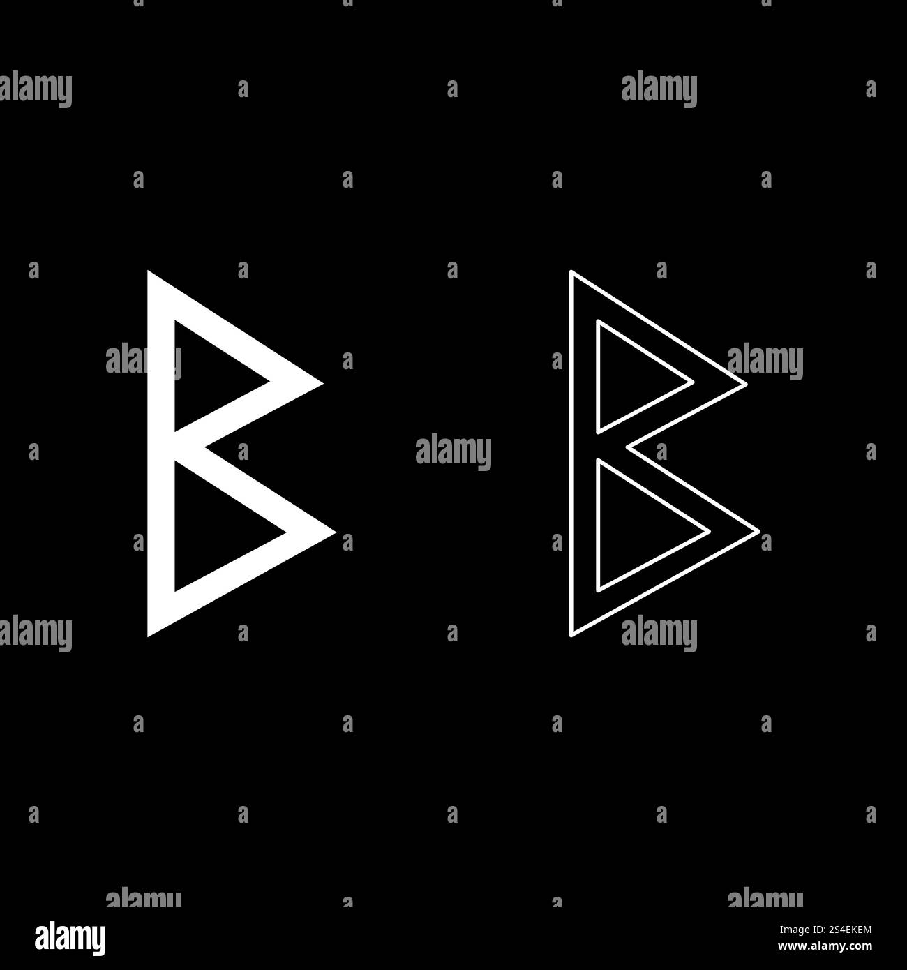 Berkana rune birch birth icon set white color illustration flat outline ...