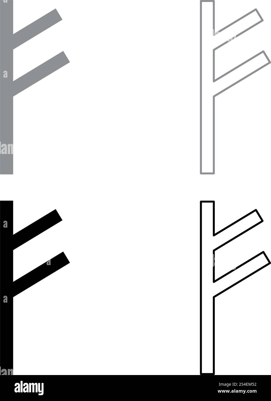 Fehu rune F symbol feoff own wealth icon set grey black color vector ...