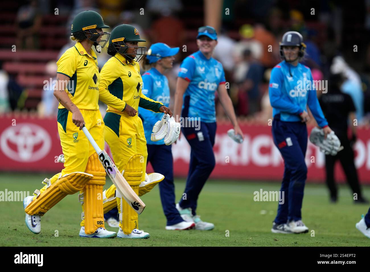 Australia's Alana King, second left, and teammate Ashleigh Gardner