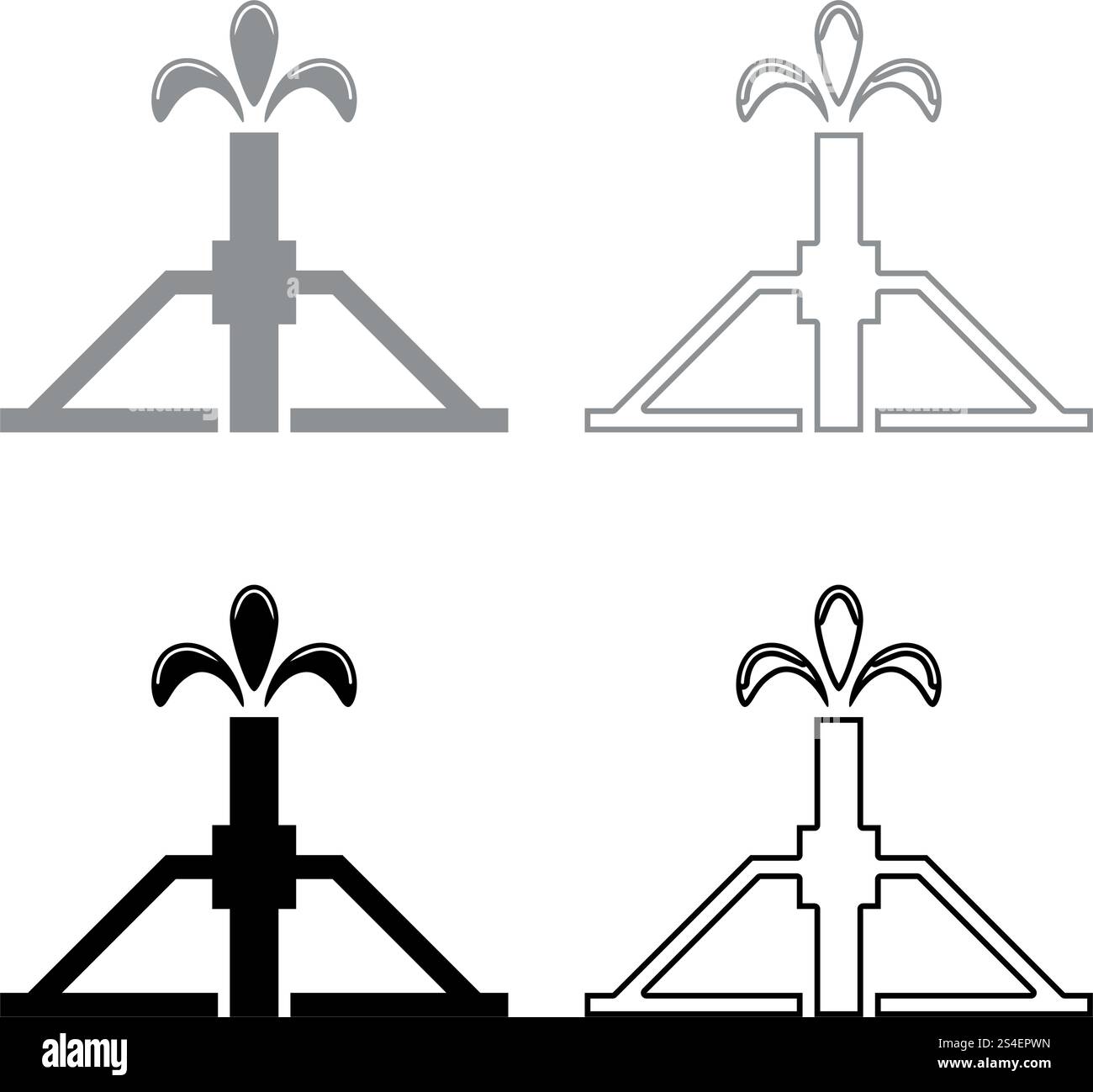 Oil well Derrick rig for oil in out icon set grey black color vector ...