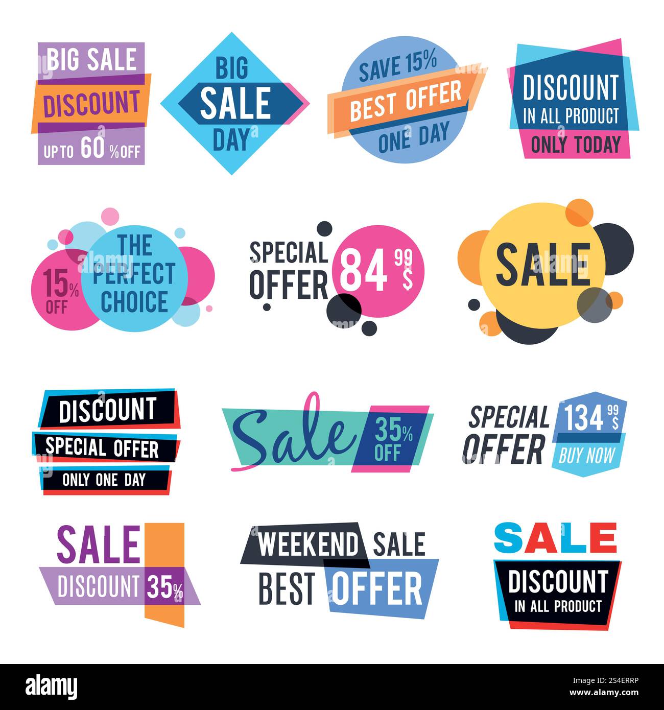 Fashion design pricing tags and discount labels vector templates with ...