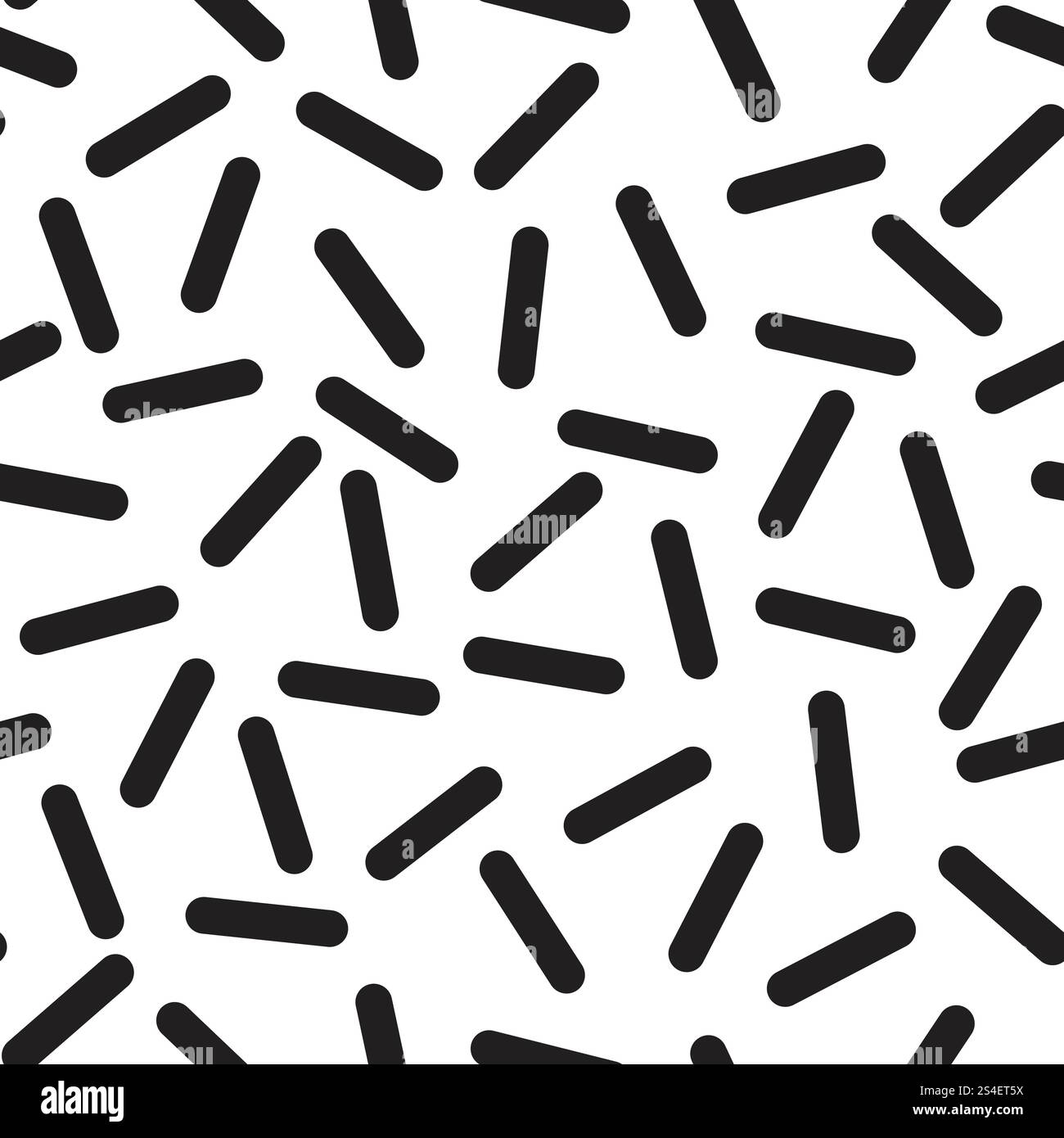 Confetti seamless pattern with messy sticks isolated on white background. Stock Vector