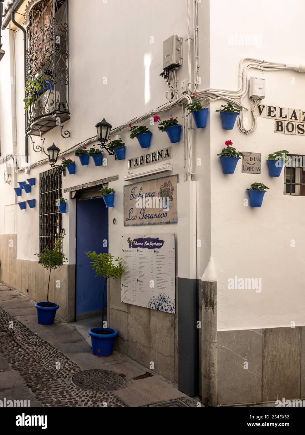 CORDOBA, SPAIN - MARCH 11, 2016:  Pretty Restaurant Bar in the Old City Stock Photo