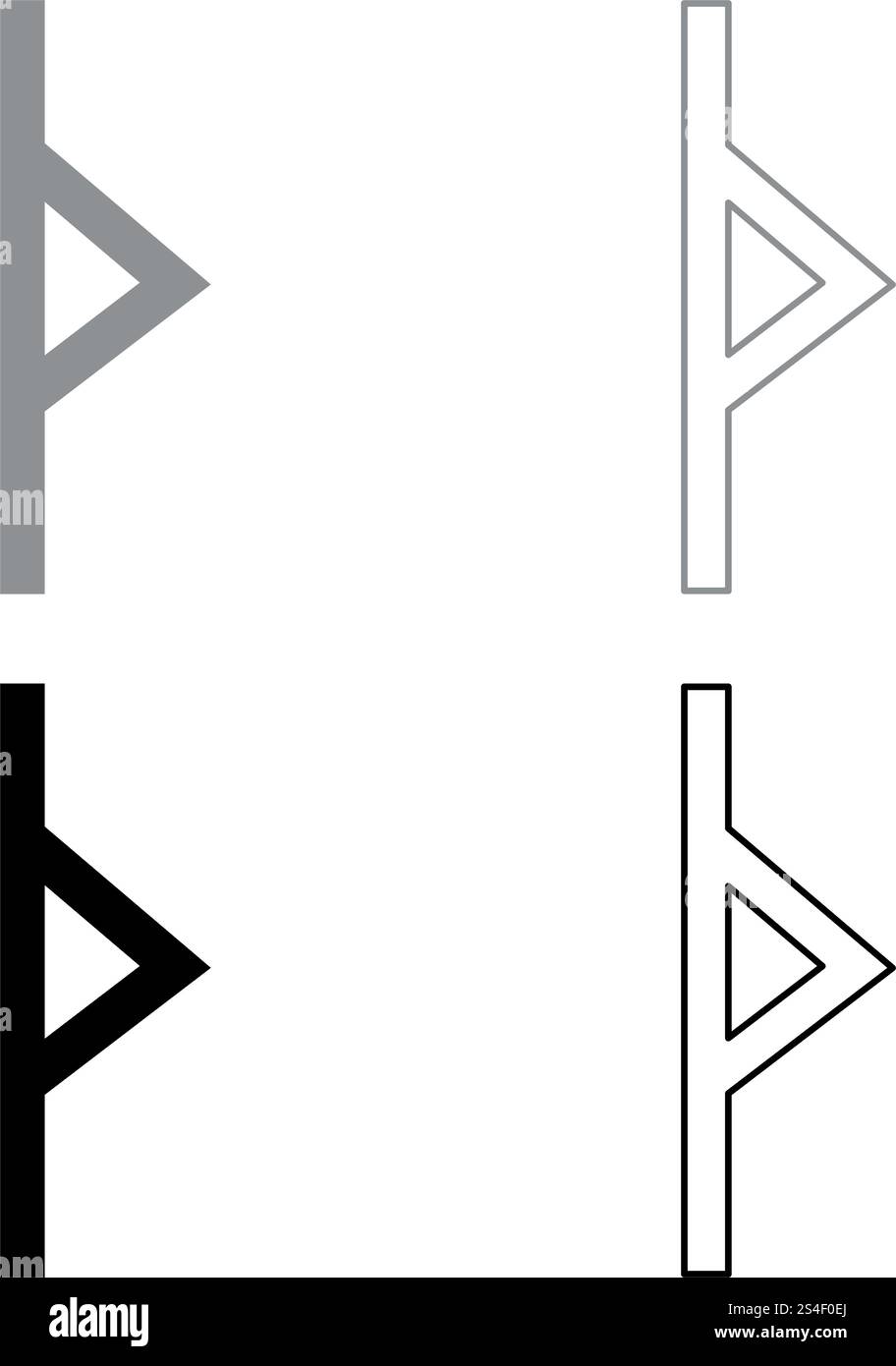 Thurisaz rune Tpurizas Tor Thorn icon set grey black color vector ...