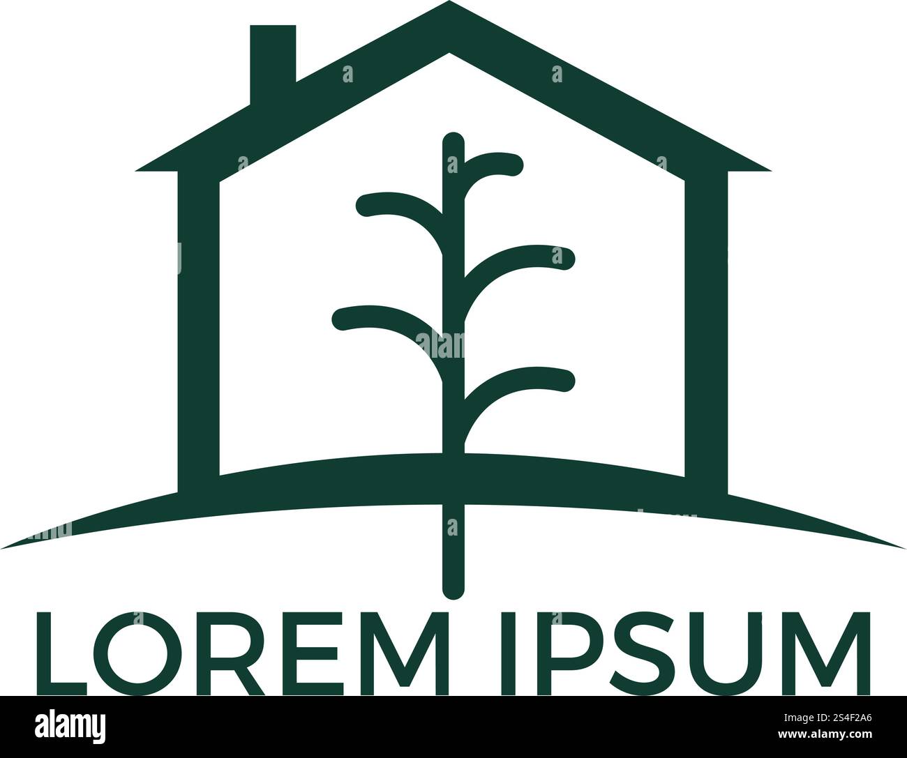 Minimalist vector logo of house and tree leaf. Eco house concept ...