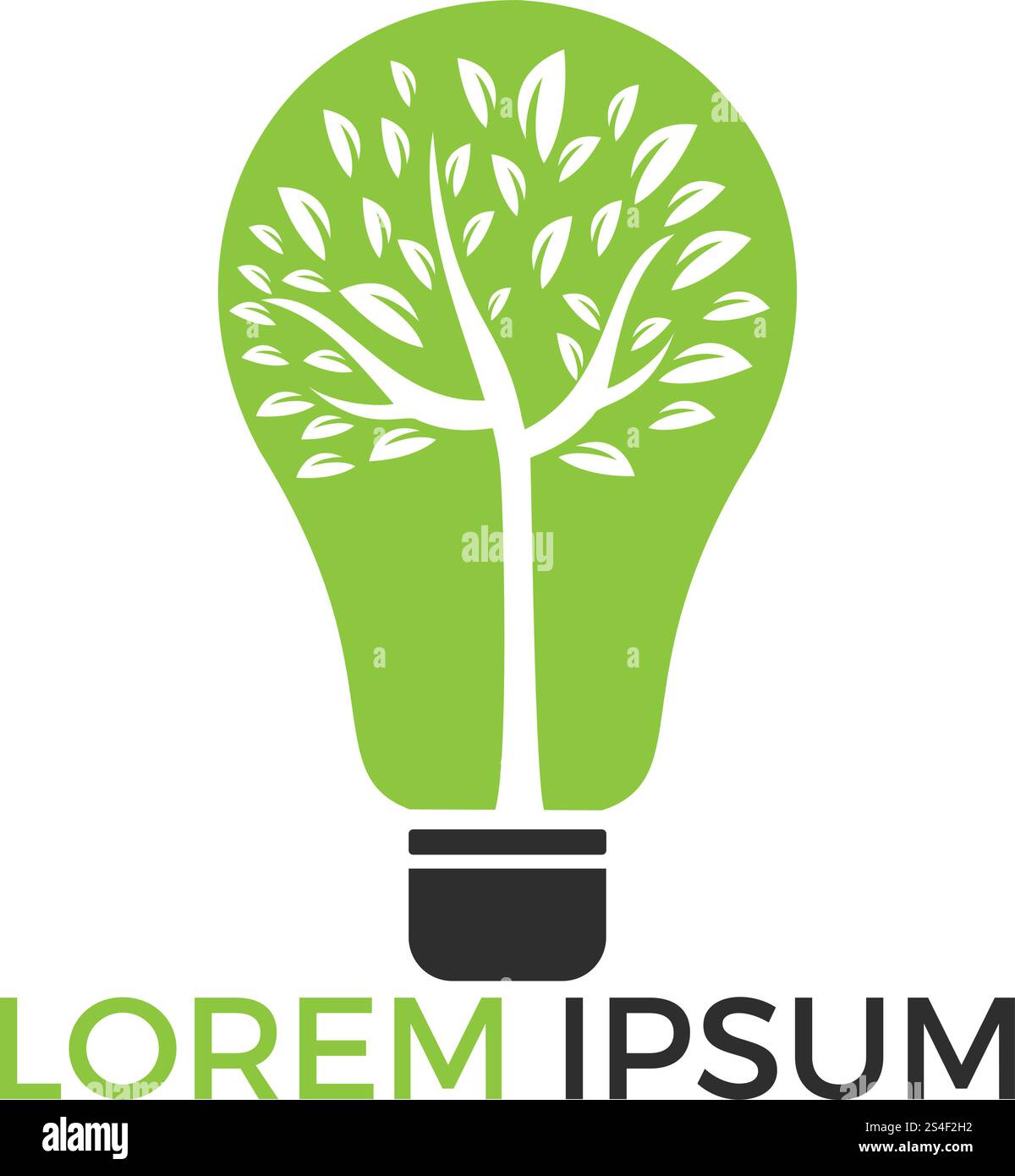 Abstract bulb lamp with tree logo design. Nature idea innovation symbol. ecology, growth, development concept. Stock Vector