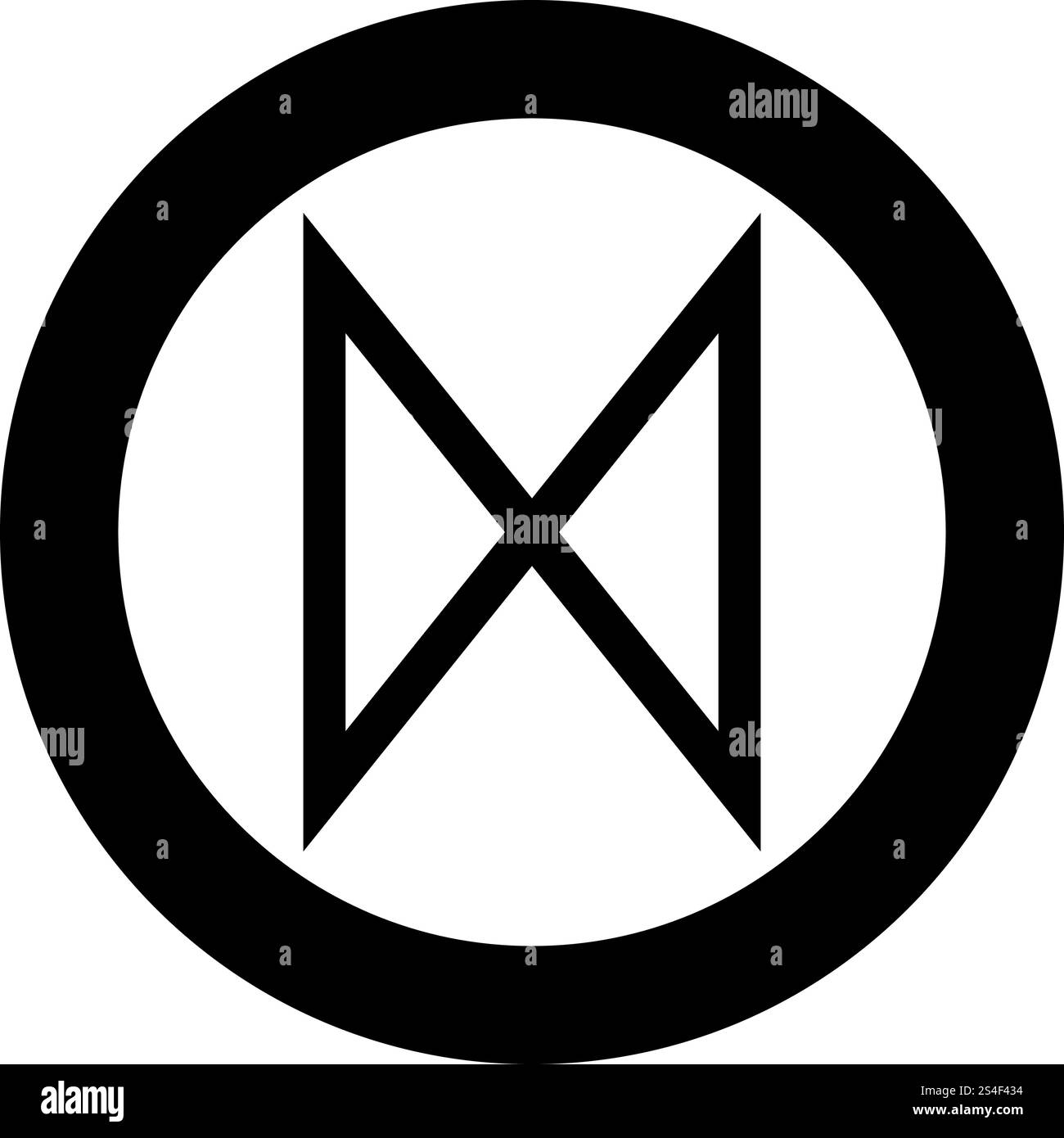 Dagaz rune dawn day symbol icon black color vector in circle round ...