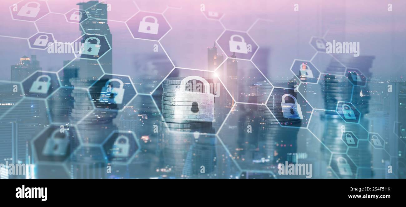 Cybersecurity concept. Data protection universal background. Stock Photo
