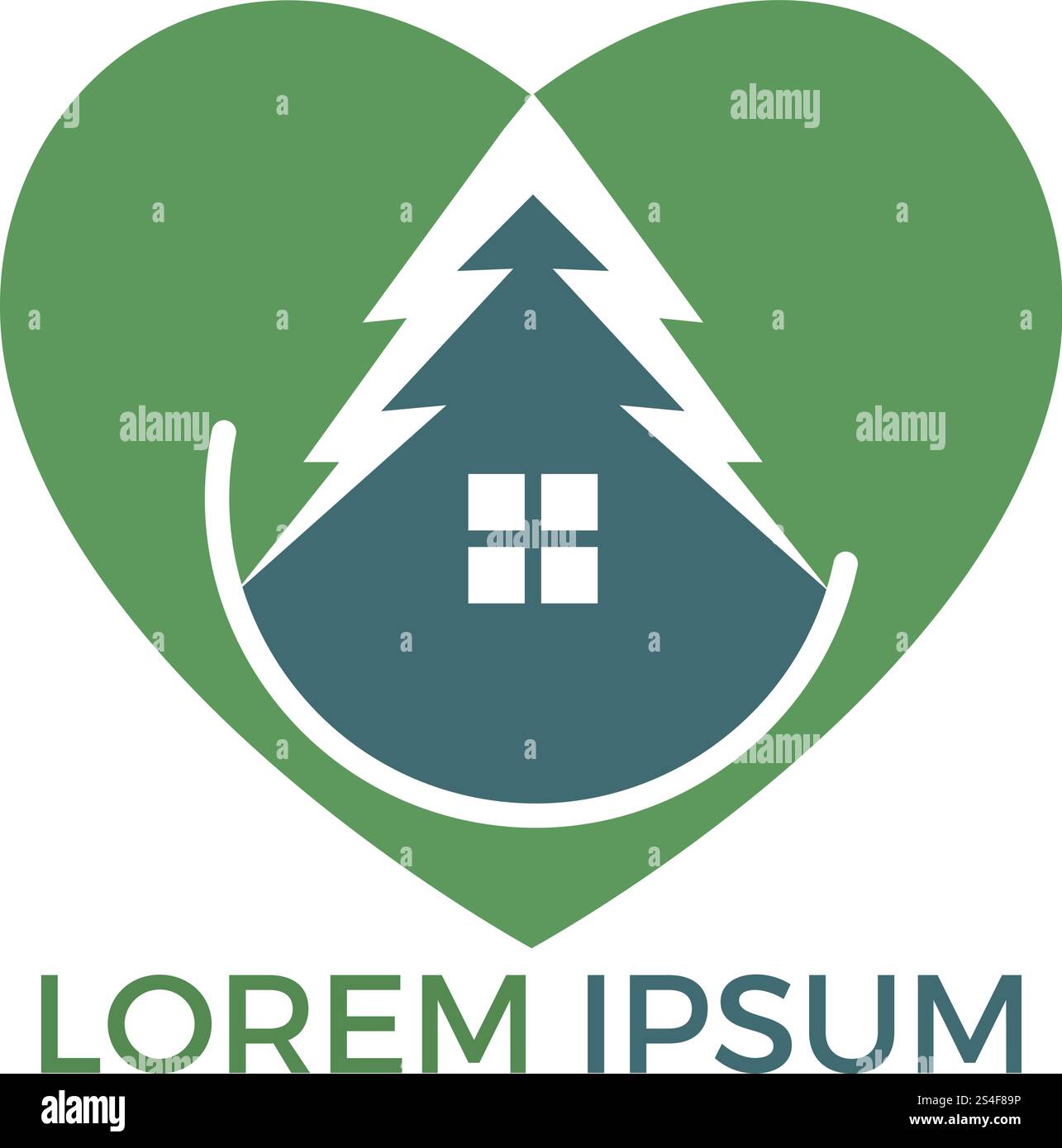 Green House Heart Shape Logo Design. Eco House Vector Logo Design Stock ...