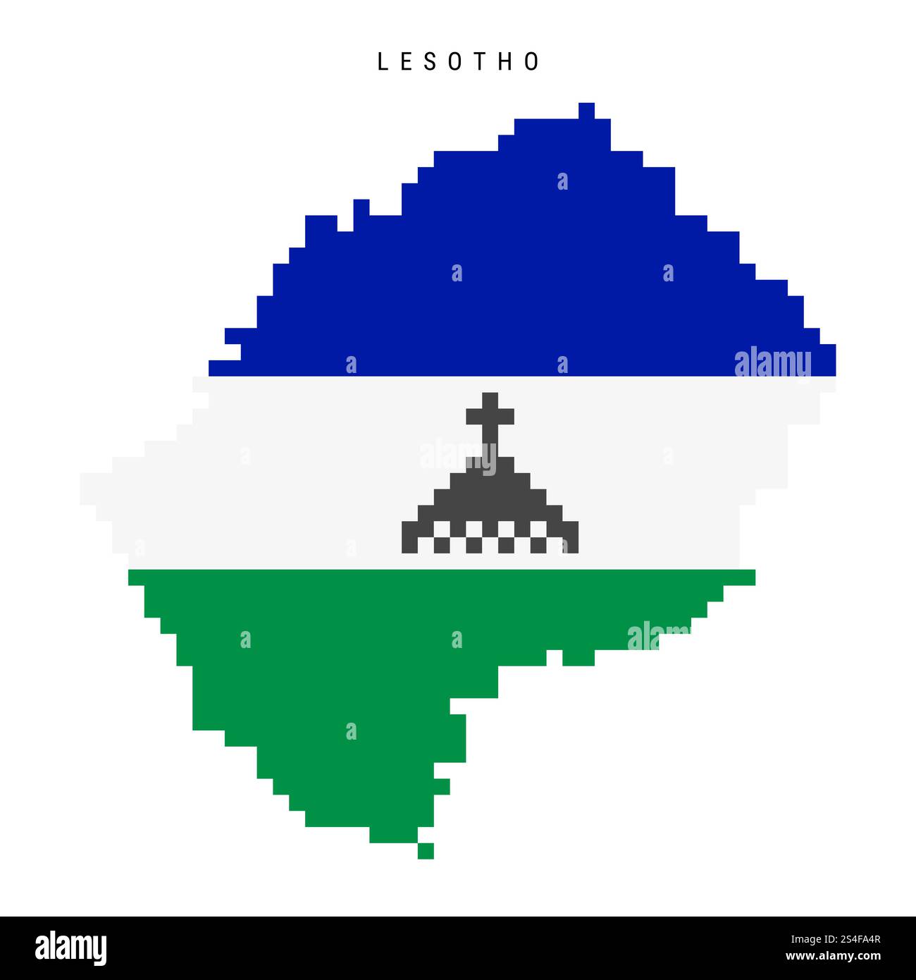 Lesotho pixel flag map icon. 8 bit pixel art Kingdom of Lesotho map ...