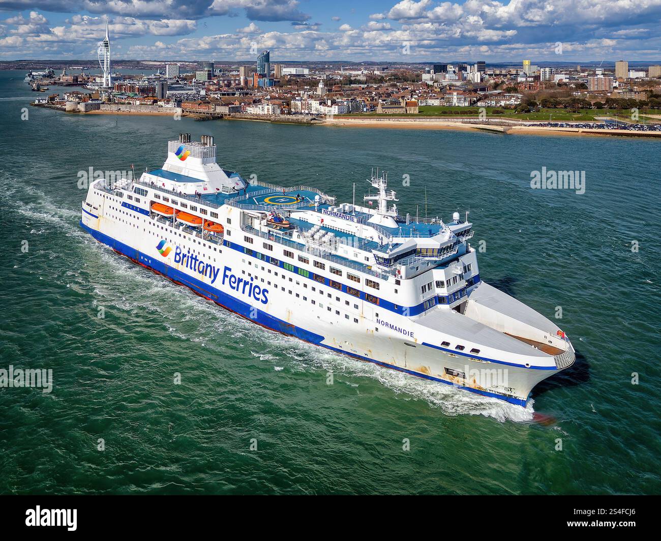 The cross-Channel ferry Normandie, operated by Brittany Ferries departing Portsmouth Harbour. Stock Photo