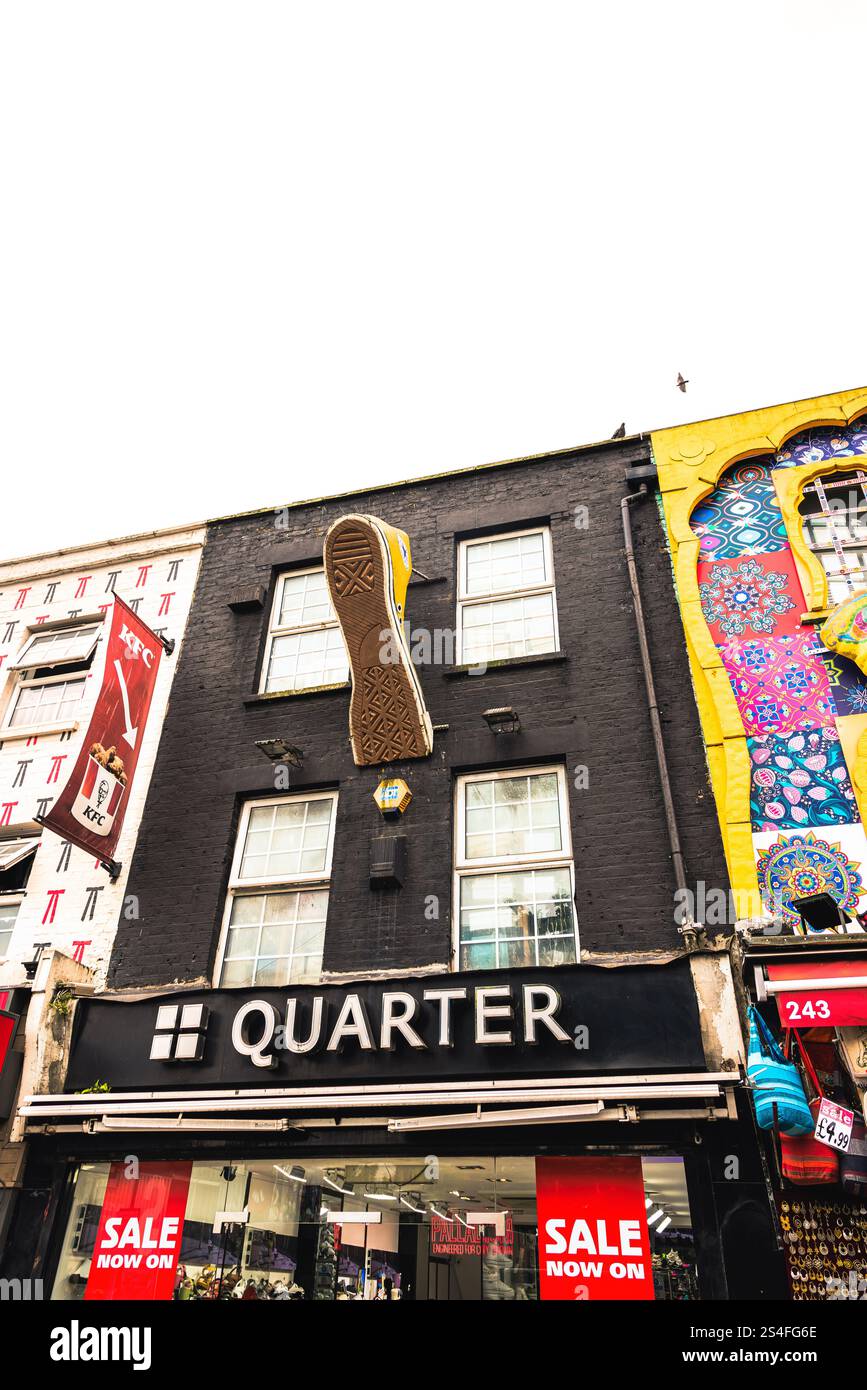 A lively scene from the colorful streets of Camden Market in London ...