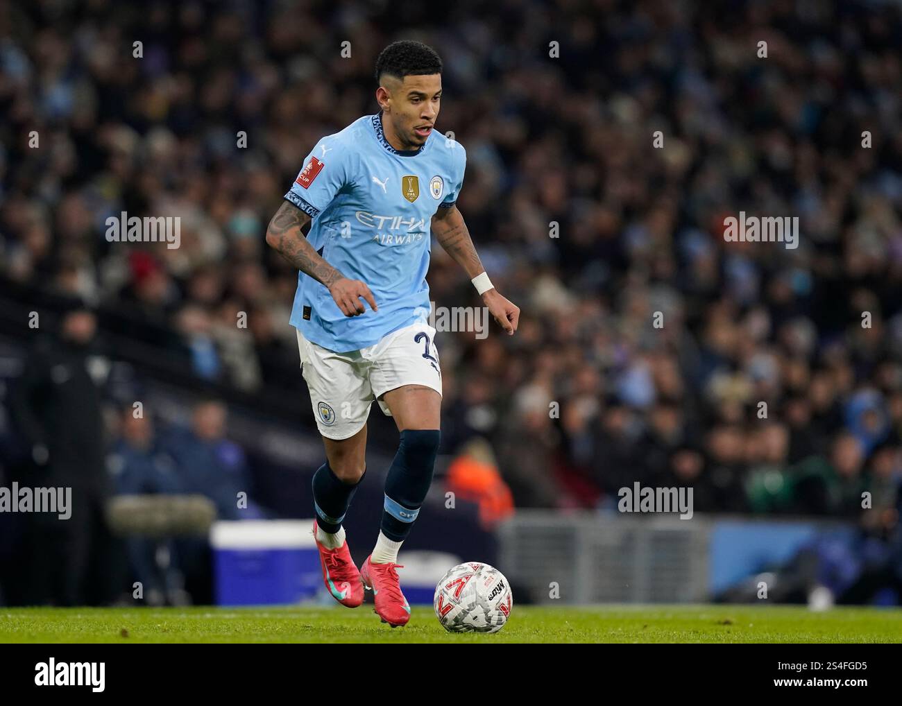 Manchester, England, 11th January 2025. Savinho of Manchester City