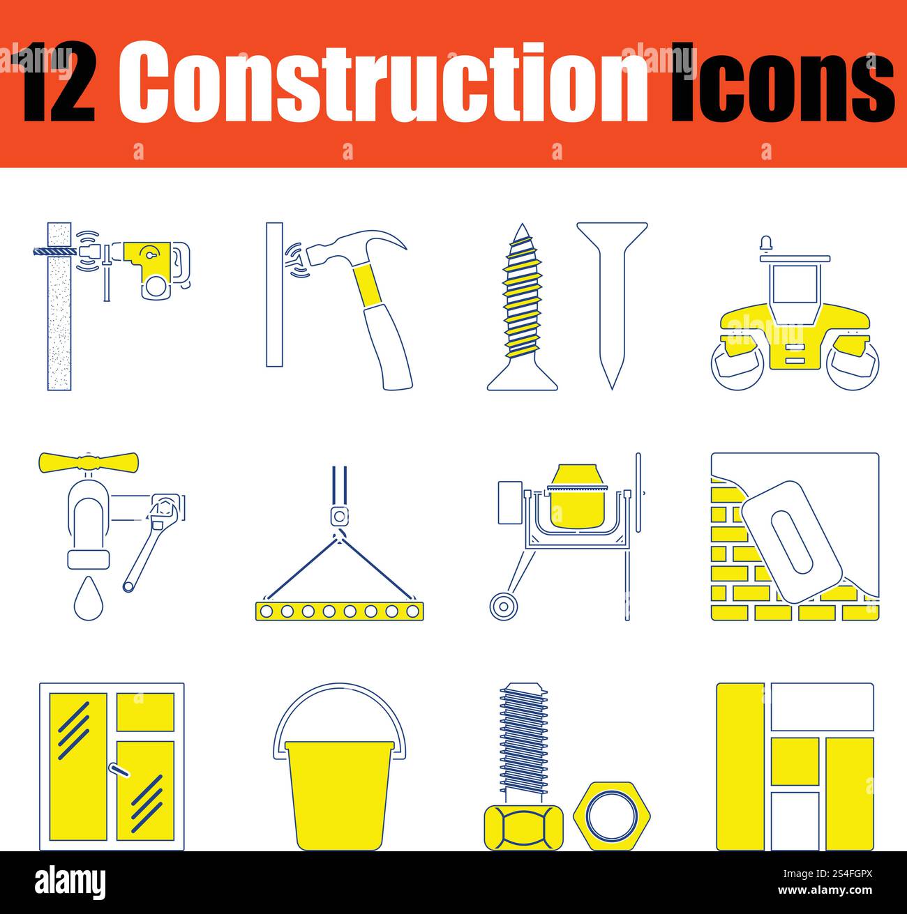 Construction icon set. Thin line design. Vector illustration. Stock Vector