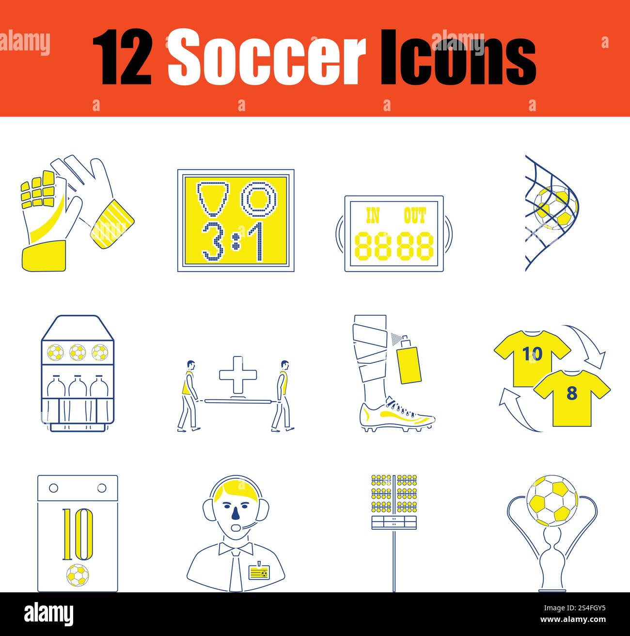 Football icon set. Thin line design. Vector illustration Stock Vector ...