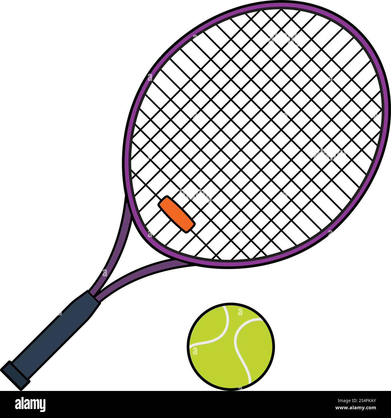 Flat design icon of Tennis rocket and ball in ui colors. Vector ...