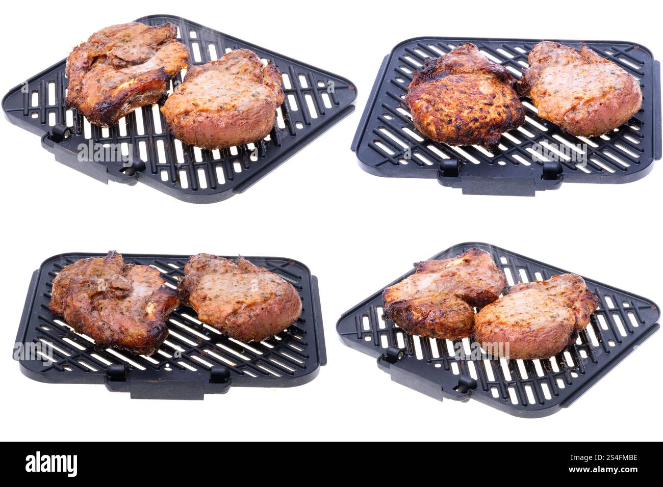 grilled meat steak isolated on white background Stock Photo - Alamy