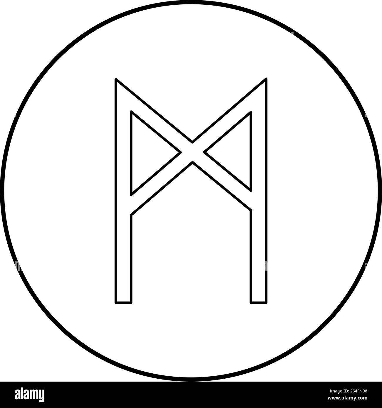 Mannaz rune man human symbol icon outline black color vector in circle ...