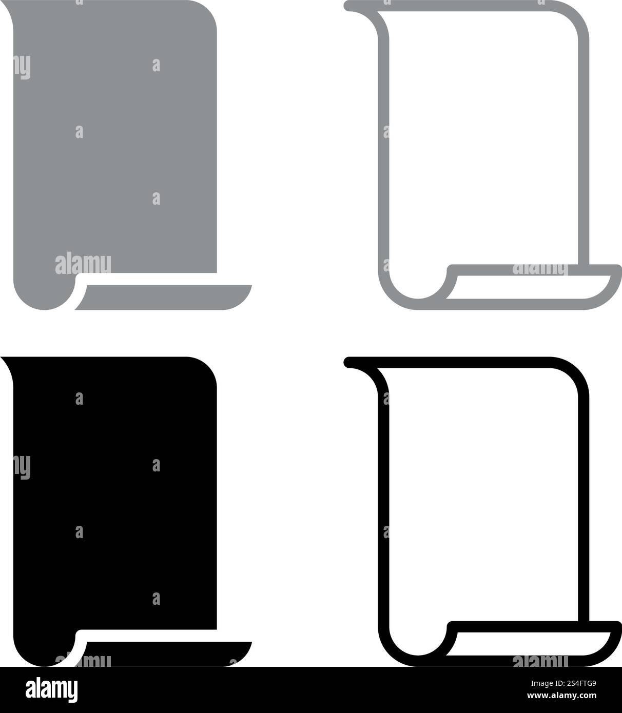 Papyrus paper Parchment paper Manuscript icon set black grey color ...