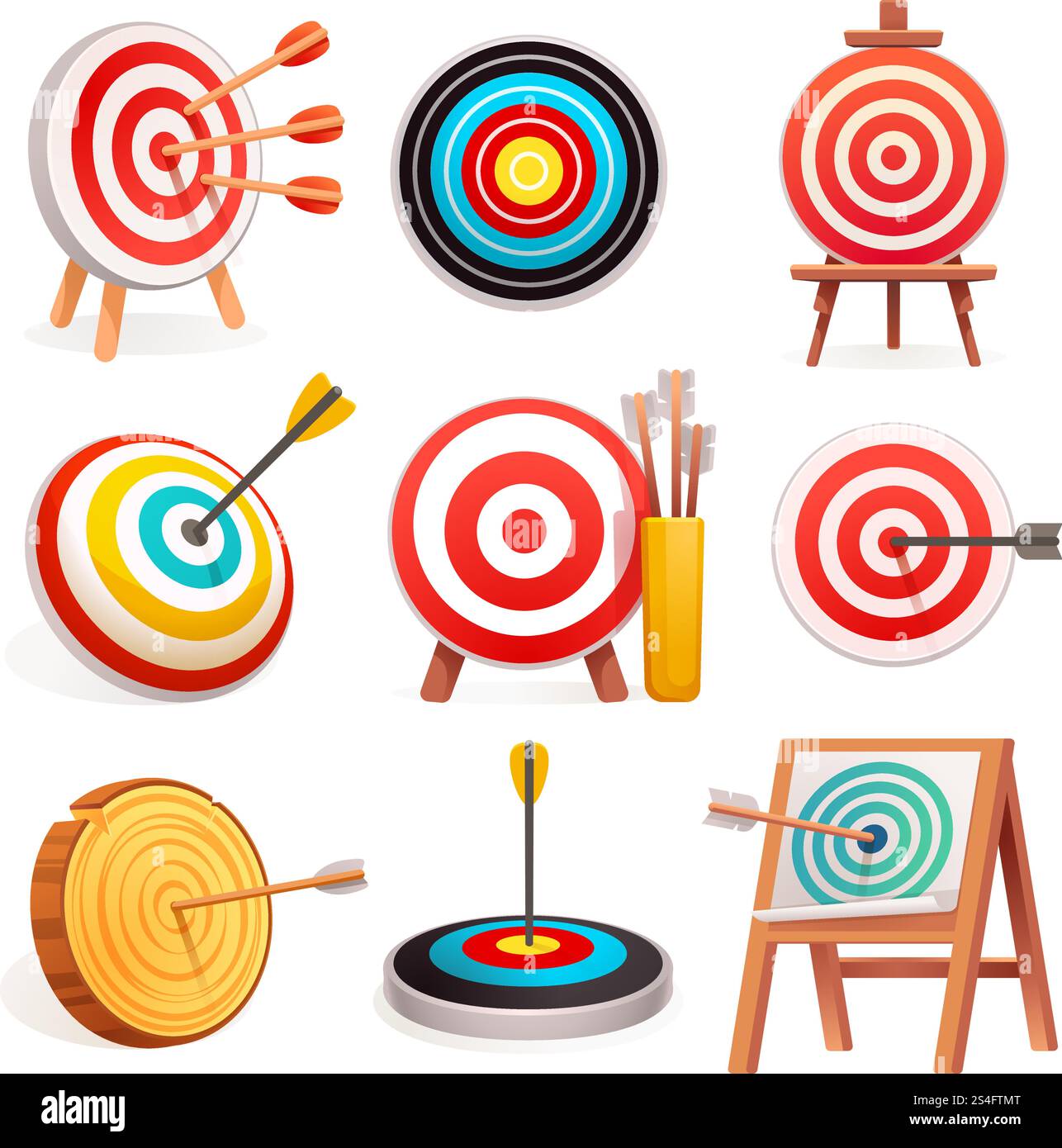 Target icon set. Cartoon set of target vector icons for web design ...