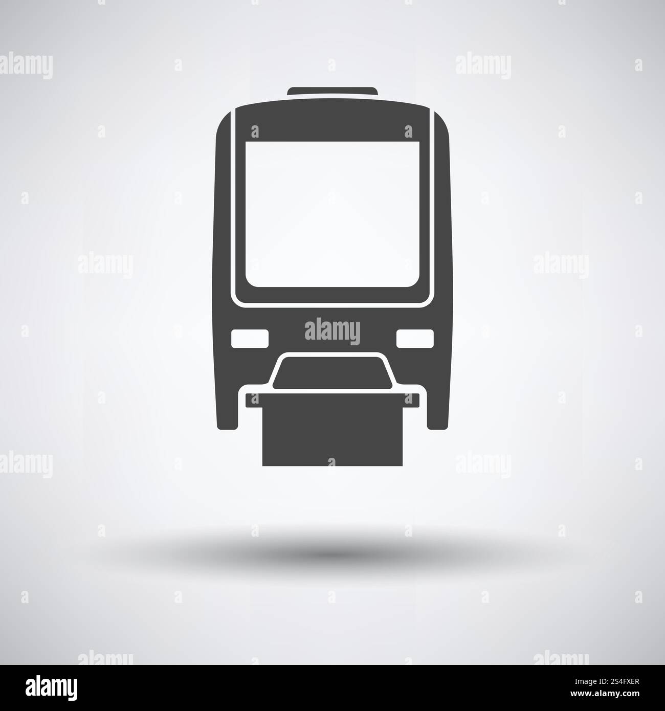Monorail  icon front view on gray background, round shadow. Vector illustration. Stock Vector