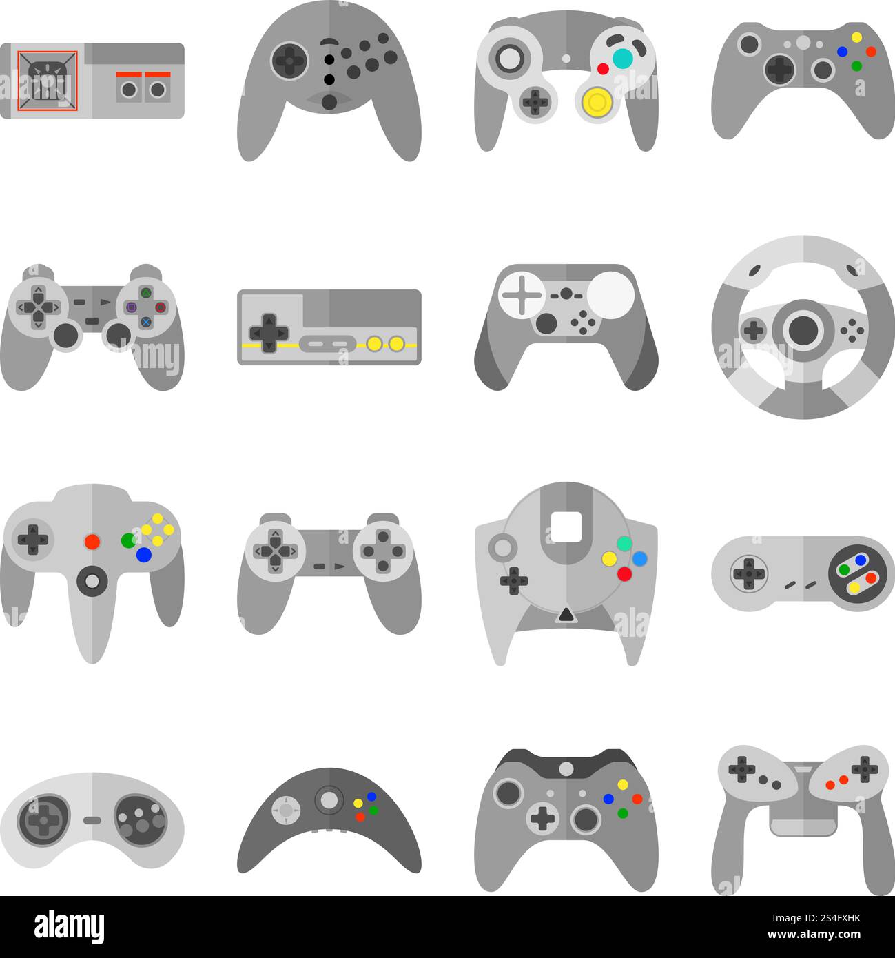 Different game controllers. Vector illustrations set of computer joy ...