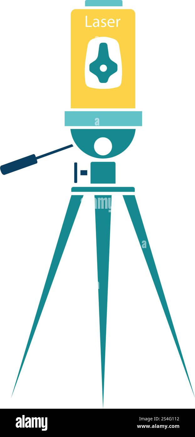 Laser level tool icon. Flat color design. Vector illustration. Stock Vector