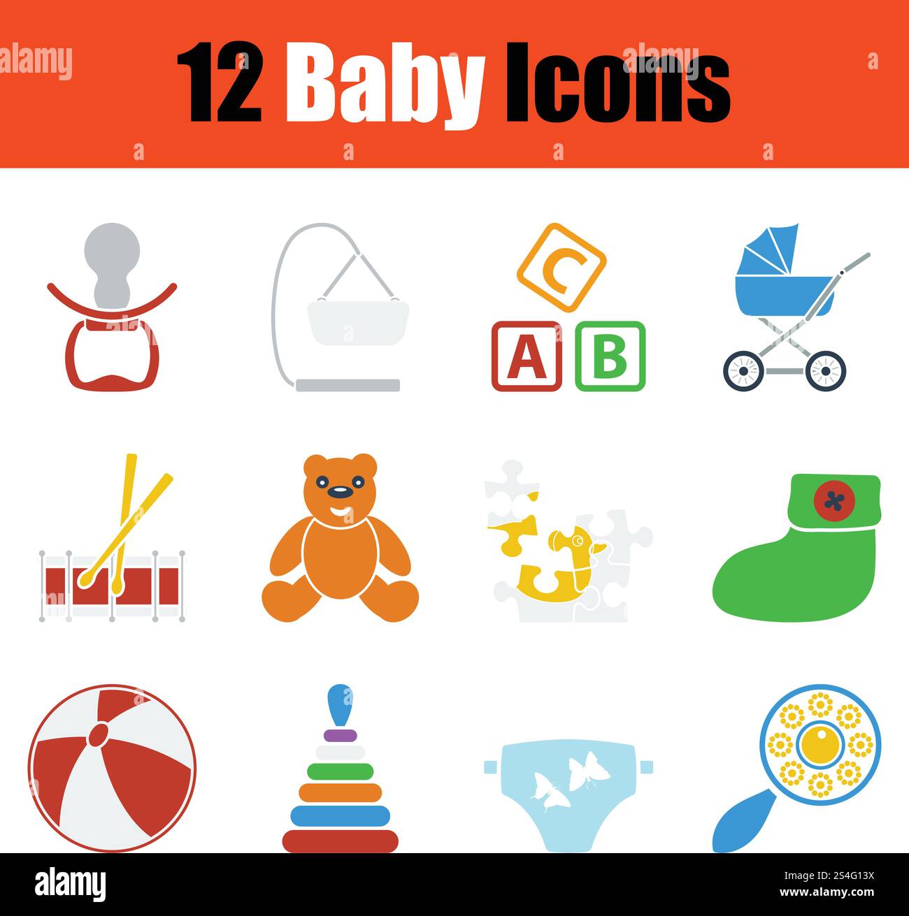 Set of baby icons. Stencil color design. Vector illustration Stock ...