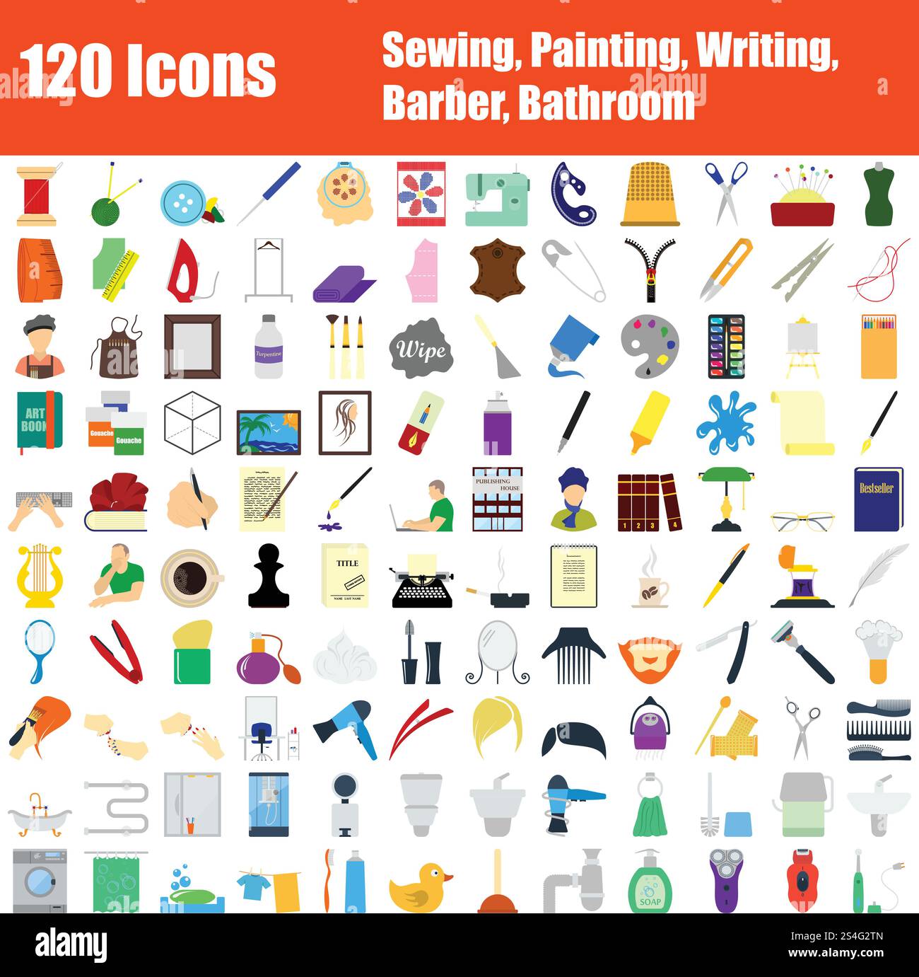 Set of 120 icons sewing hi-res stock photography and images - Alamy
