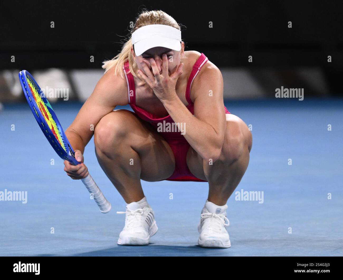 Daria Saville of Australia reacts during her round 1 match against Anna