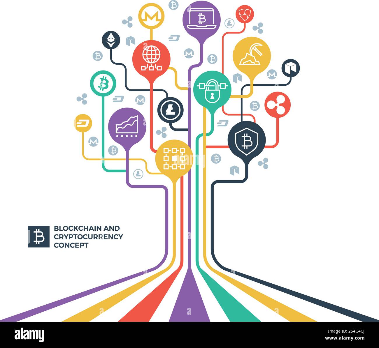 Blockchain, cryptocurrency cryptography and data distribution vector  concept. Cryptography business, money cryptocurrency illustration Stock  Vector Image & Art - Alamy