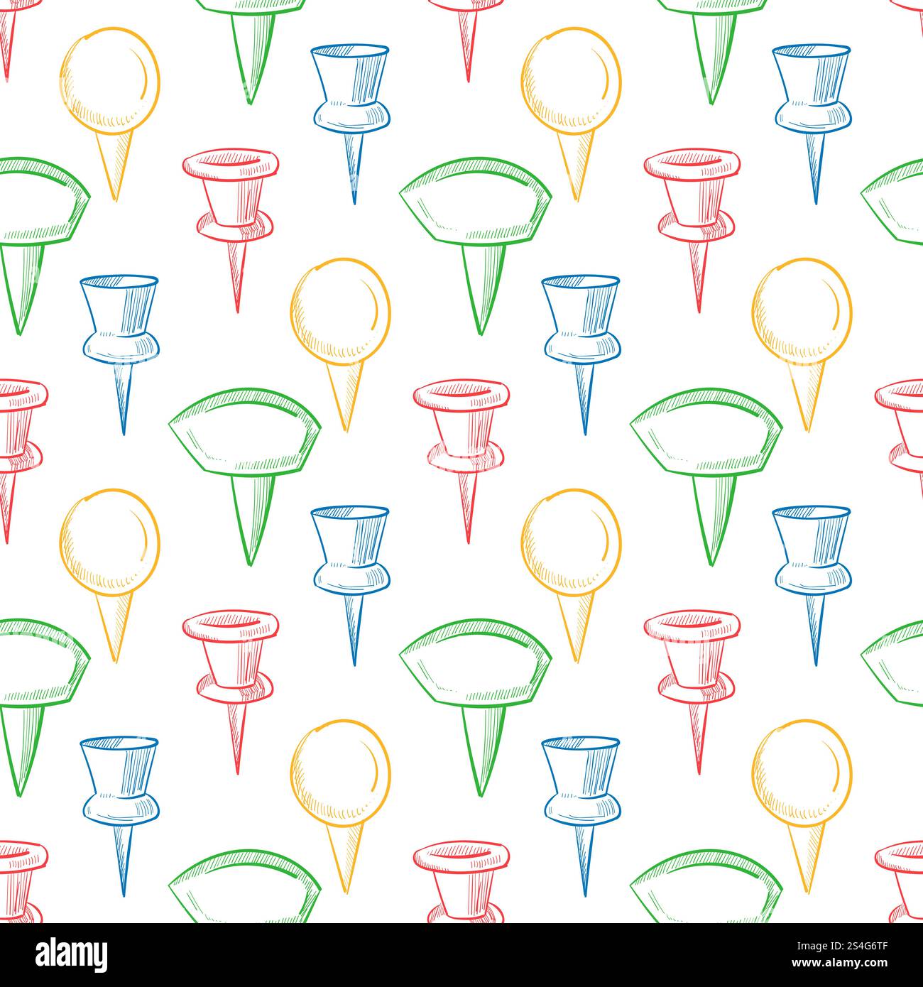 Hand drawn doodle navigation pins seamless pattern background. Vector illustration. Hand drawn doodle navigation pins seamless pattern Stock Vector