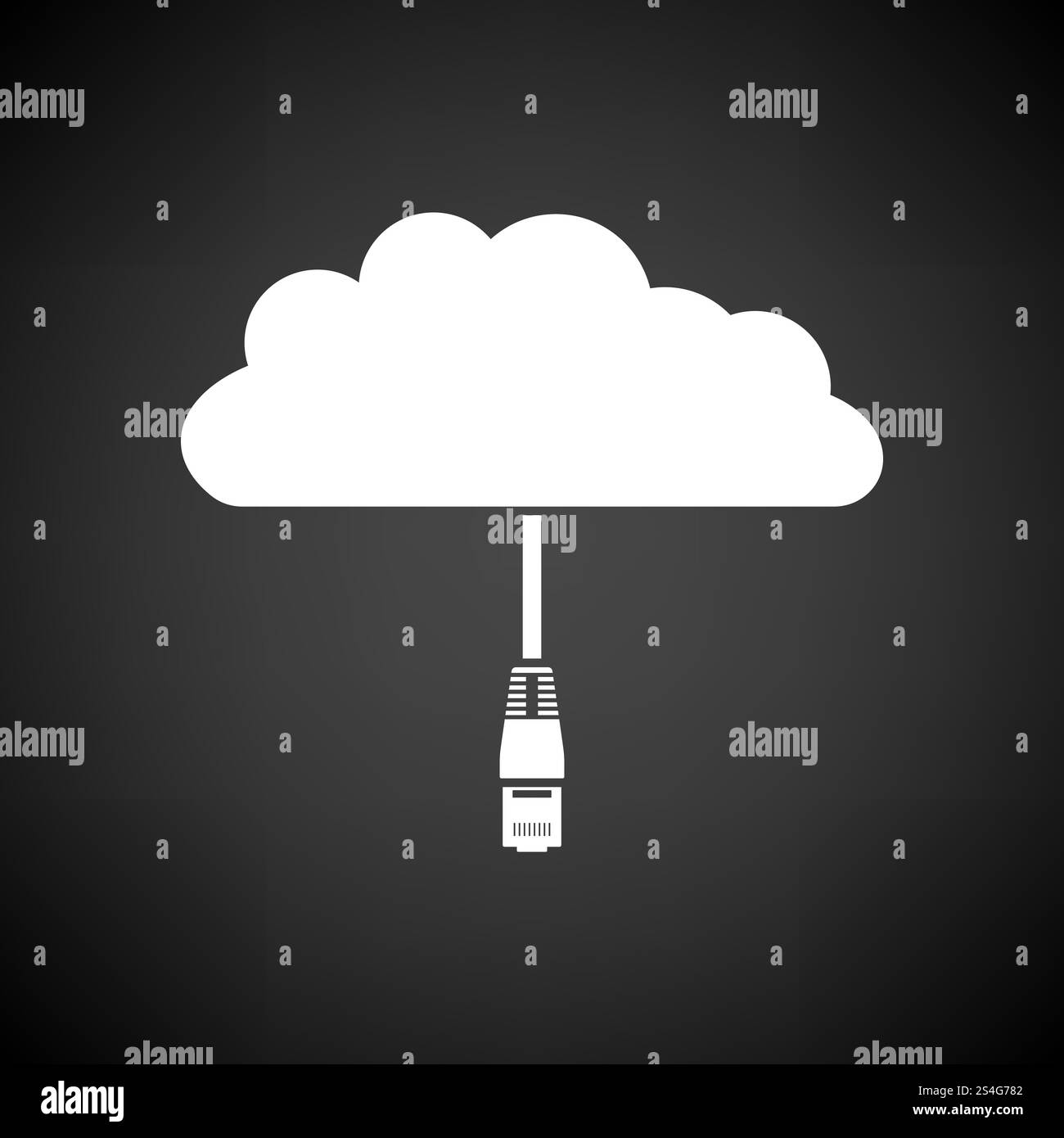 Network Cloud Icon. White on Black Background Design. Vector ...