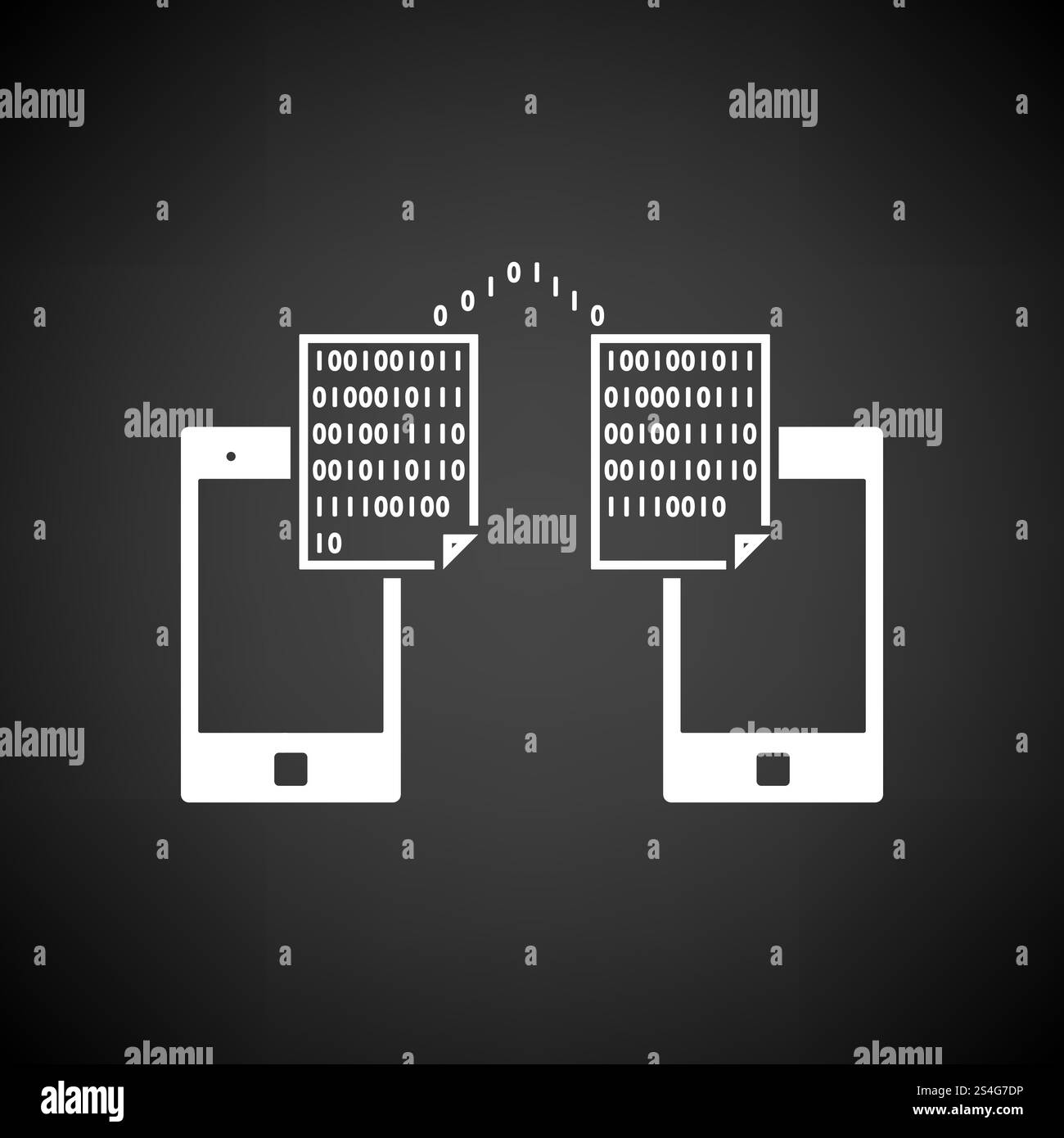 Exchanging Data Icon. White on Black Background Design. Vector ...