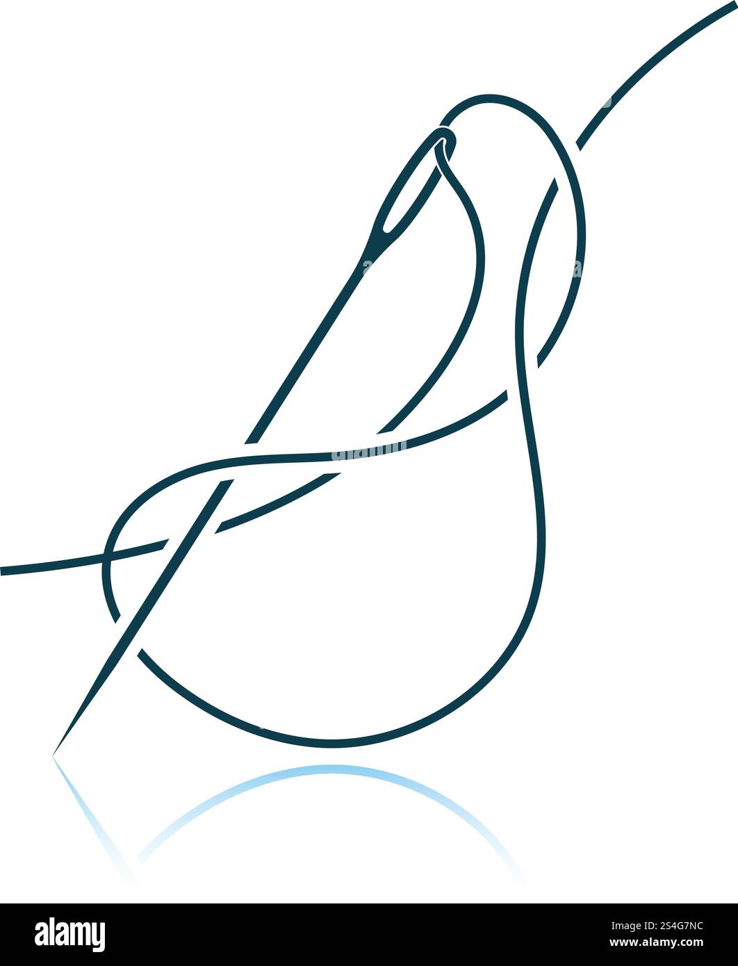 Sewing needle with thread icon. Shadow reflection design. Vector ...
