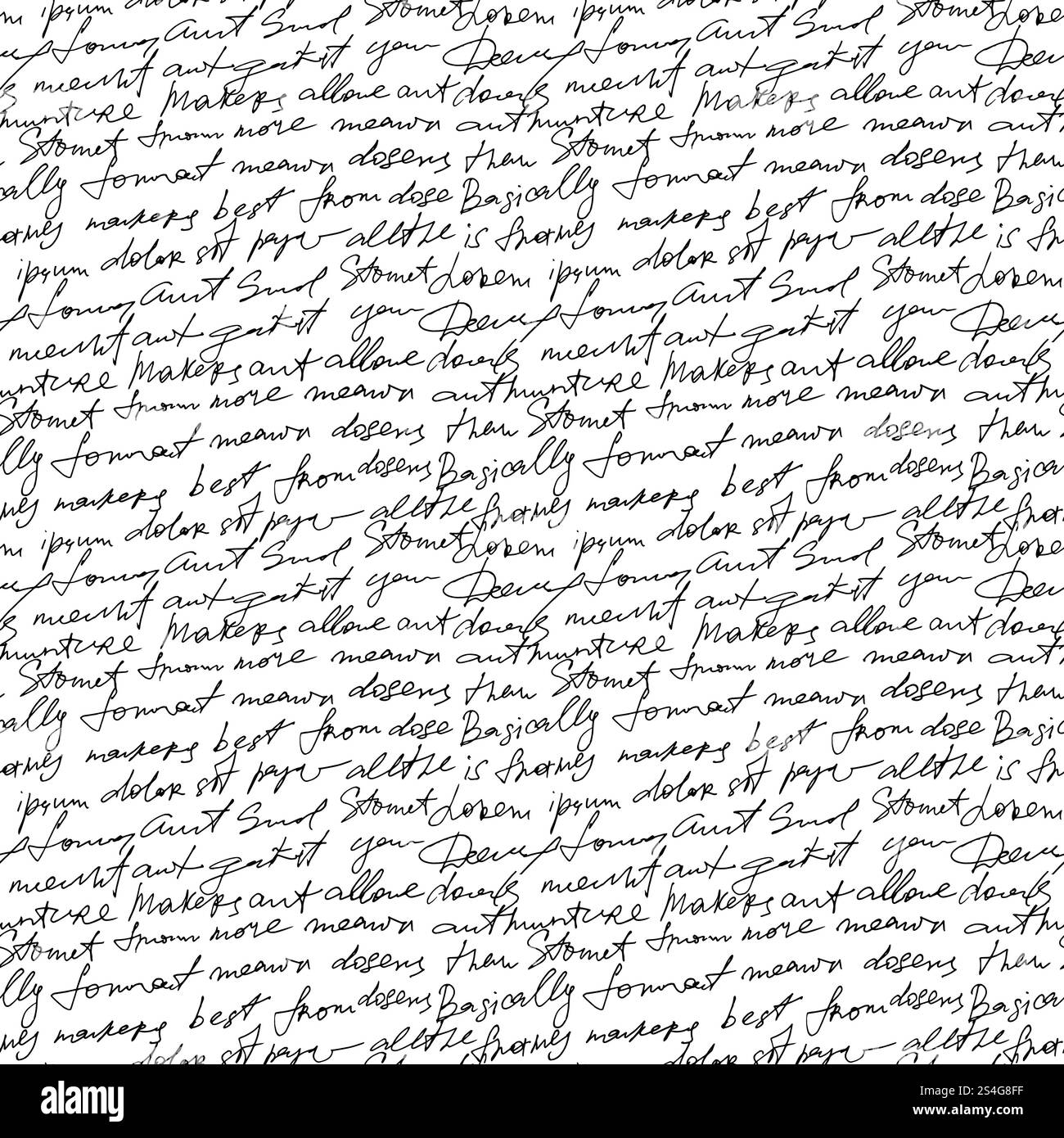 Black handwritten text on white vector repetition background. Poetry type seamless decor. Calligraphy write type text, sketch manuscript illustration. Black handwritten text on white vector repetition background. Poetry type seamless decor Stock Vector