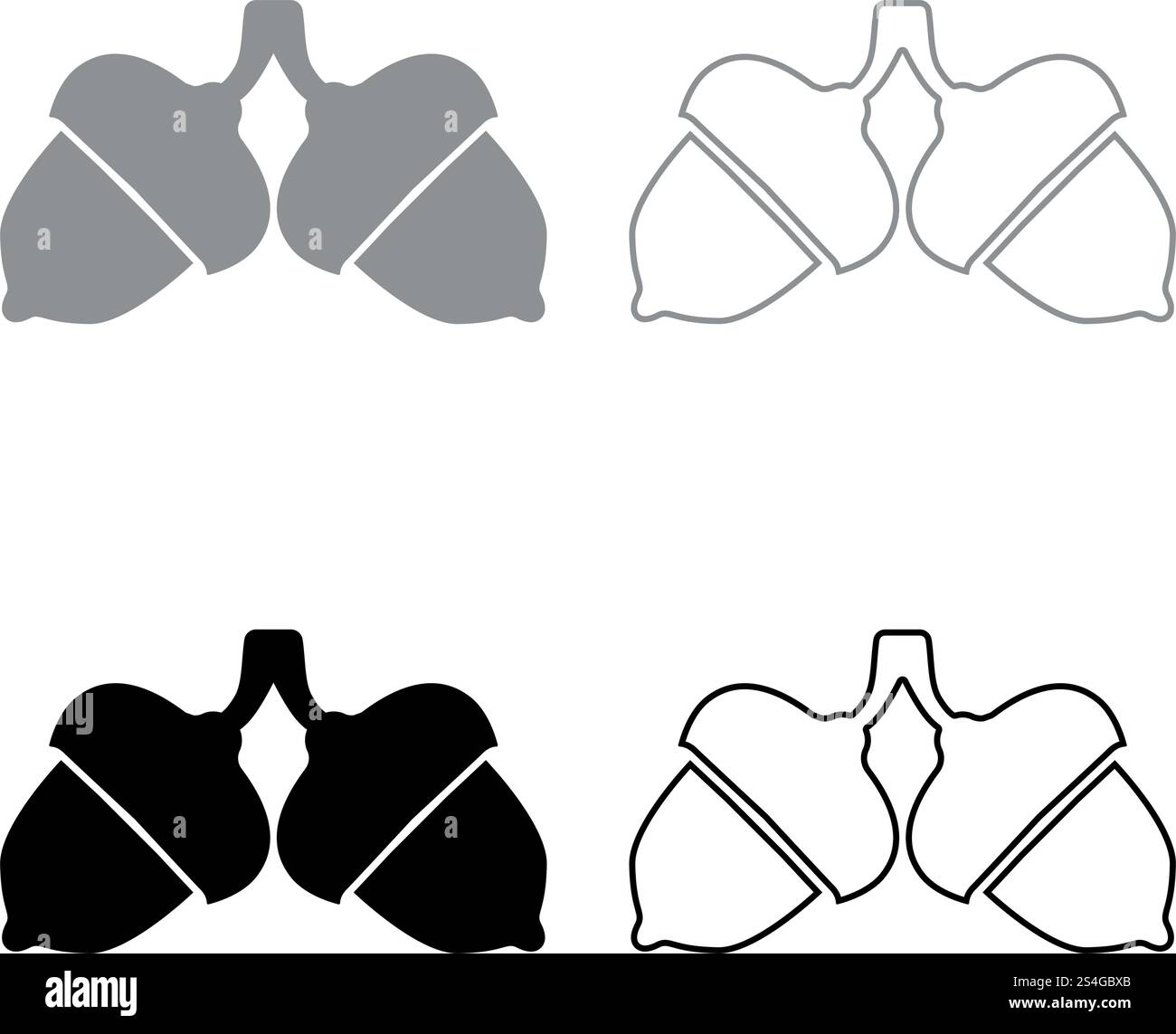 Two acorn icon set black grey color vector illustration flat style ...
