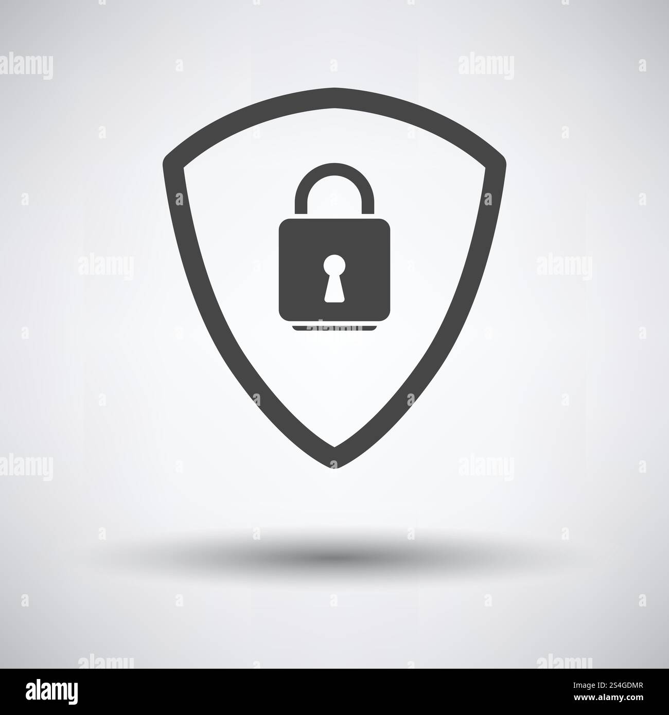 Data Security Icon on gray background, round shadow. Vector ...