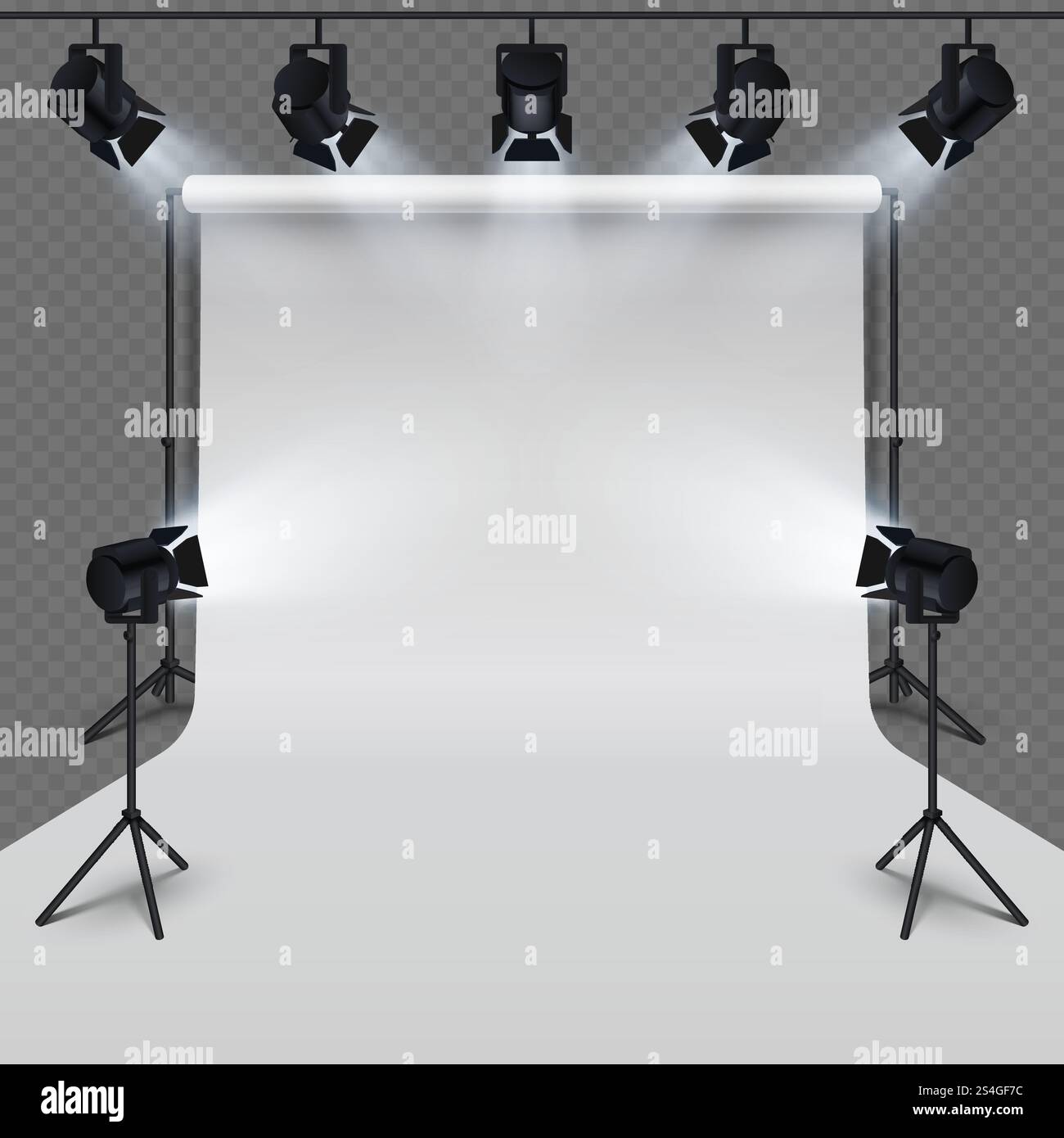 Lighting equipment and professional photography studio white blank ...