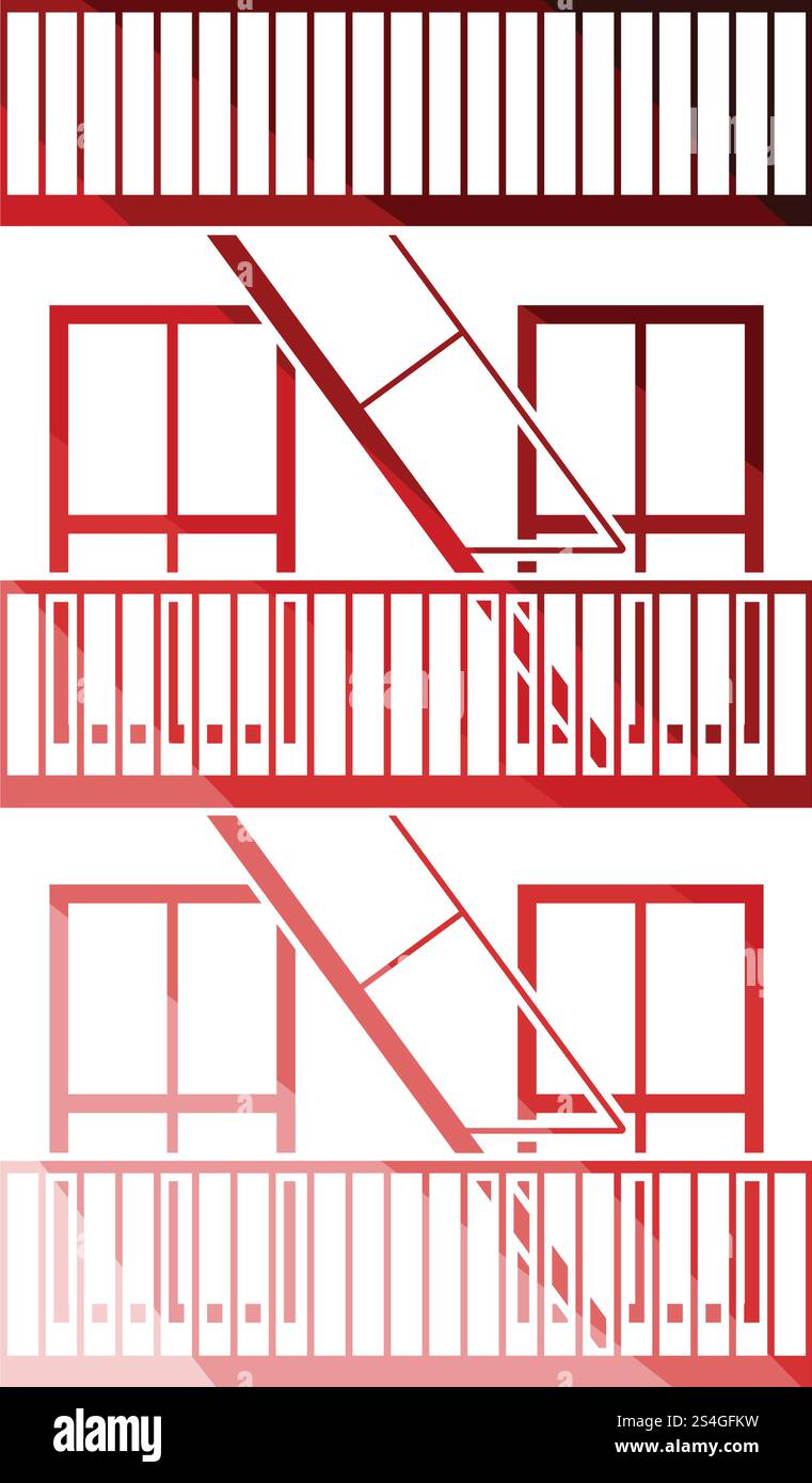 Emergency fire ladder icon. Flat color design. Vector illustration ...