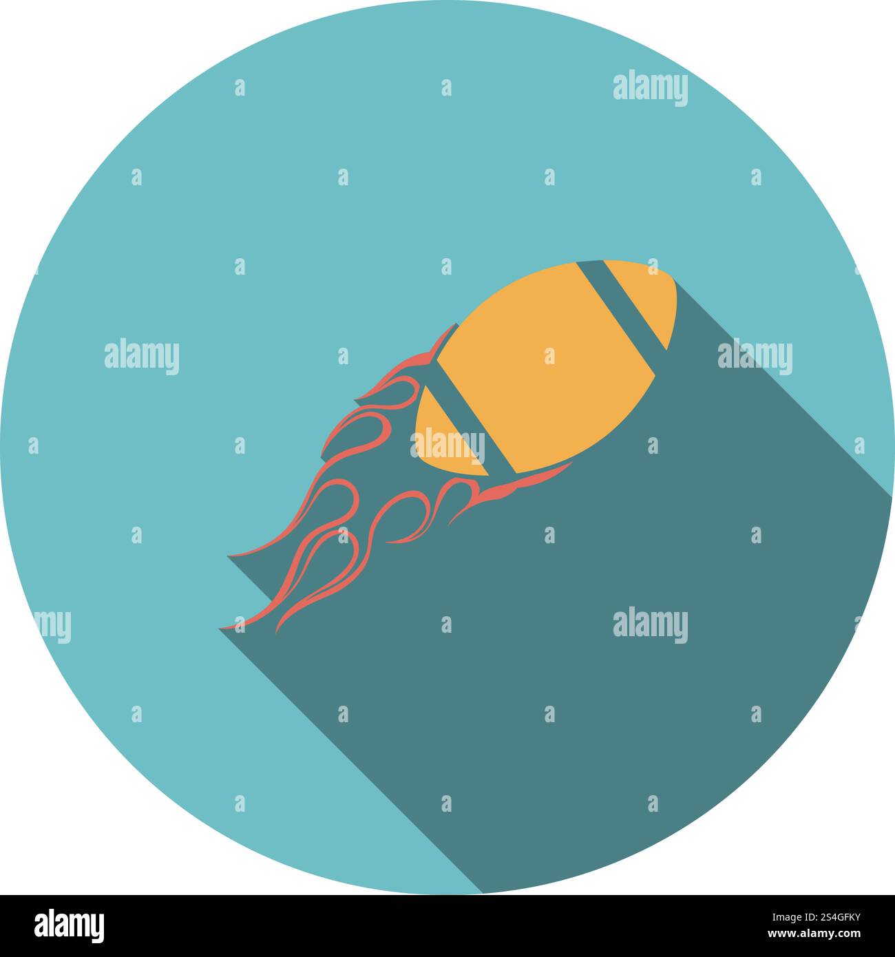 American football fire ball icon. Flat color design. Vector illustration. Stock Vector