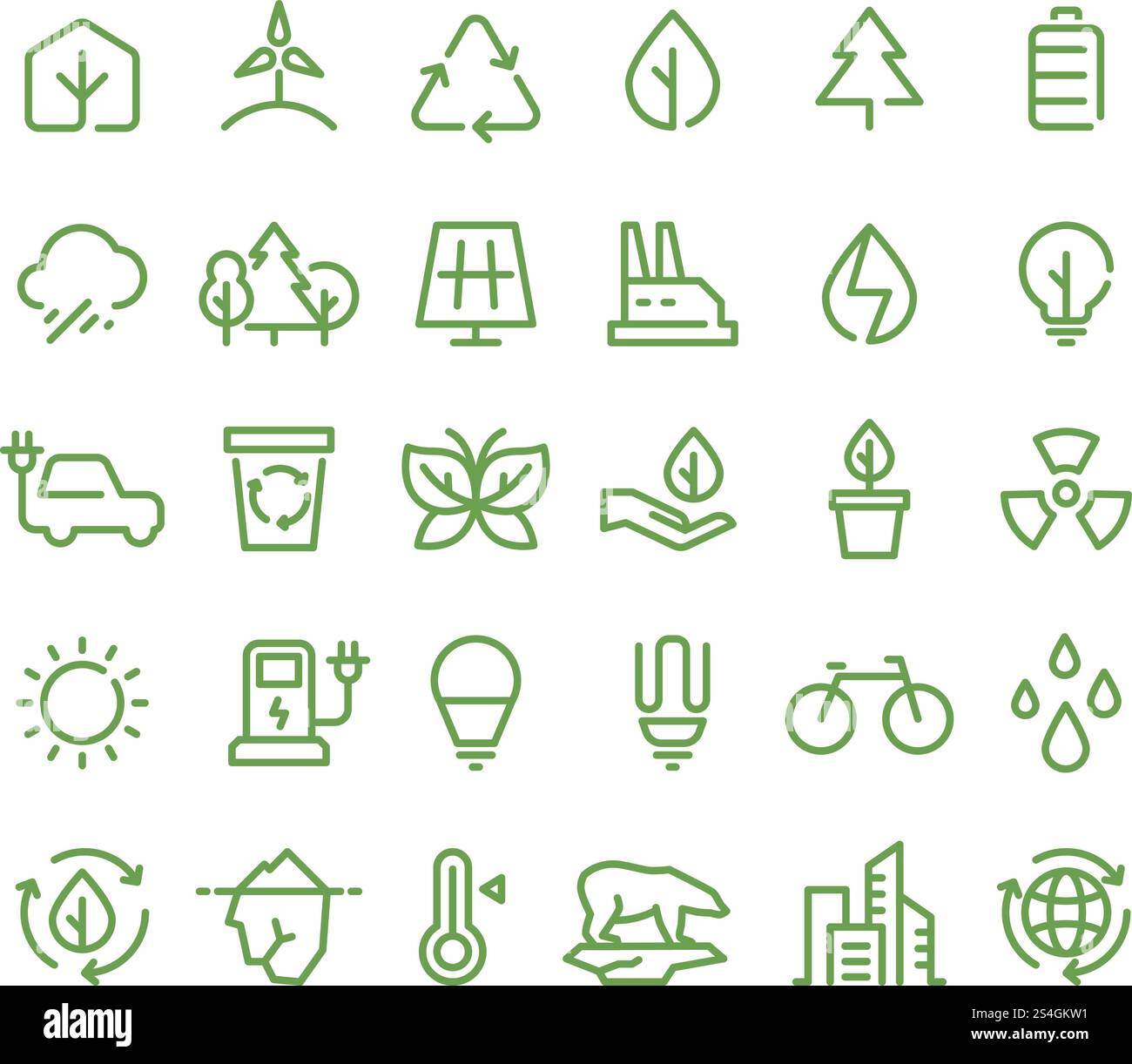 Eco and green environment vector line icons. Ecology and recycling ...