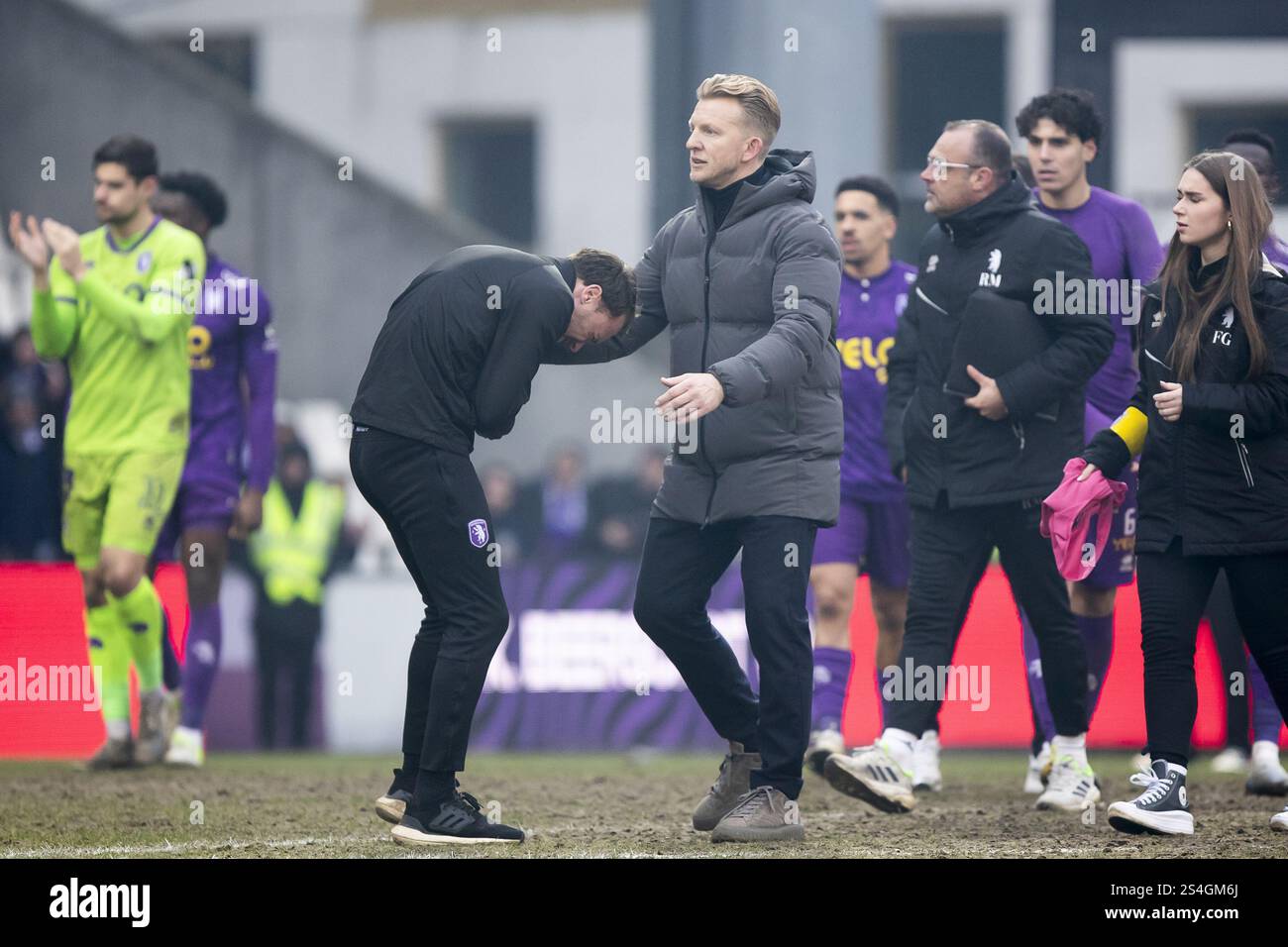 Antwerp, Belgium. 12th Jan, 2025. Beerschot's head coach Dirk Kuyt pictured after a soccer game between Beerschot VA and Royal Antwerp FC, Sunday 12 January 2025 in Antwerp, on day 21 of the 2024-2025 season of 'Jupiler Pro League' first division of the Belgian championship. BELGA PHOTO KRISTOF VAN ACCOM Credit: Belga News Agency/Alamy Live News Stock Photo