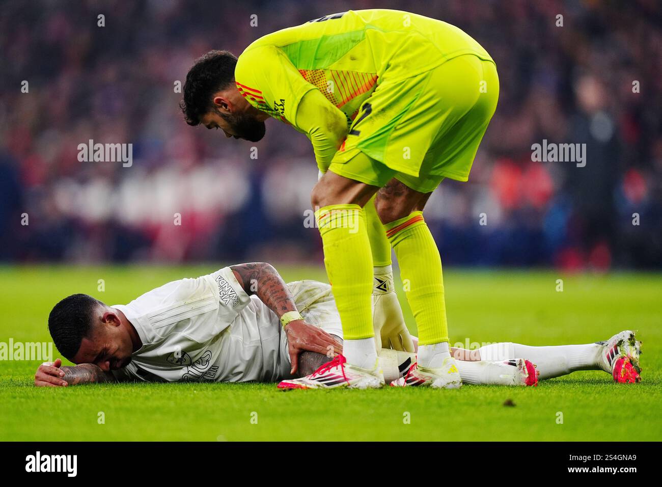 David Raya Gabriel Arsenal goalkeeper David Raya checks on Gabriel Jesus after he goes ...
